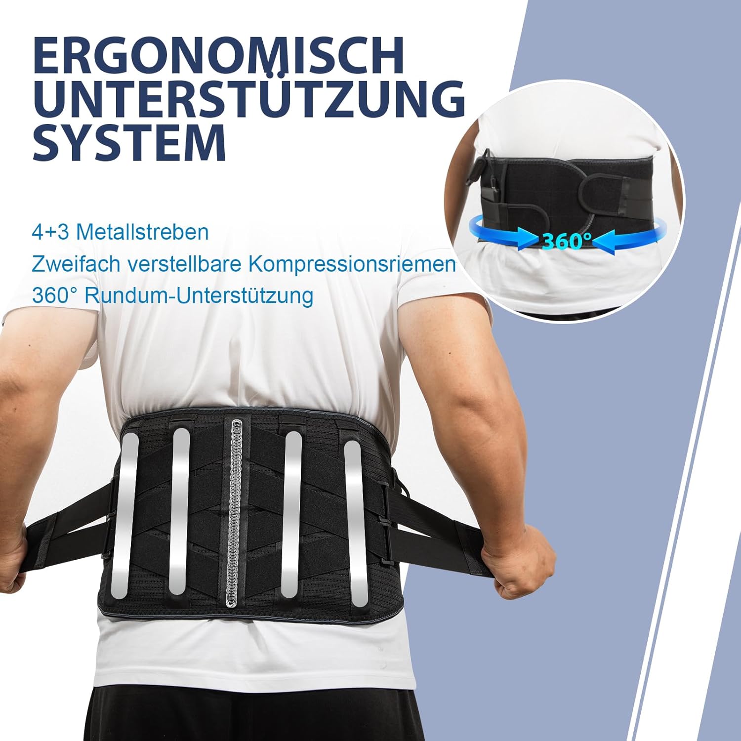 HONGJING Beheizter Rückenmassagegerät-Verband zur Linderung von Schmerzen im unteren Rücken, kabelloser Rückenvibrationsmassagegurt mit 3 Heizmodi und 4 Massagemodi für Ischias und Skoliose XL – Bild 3