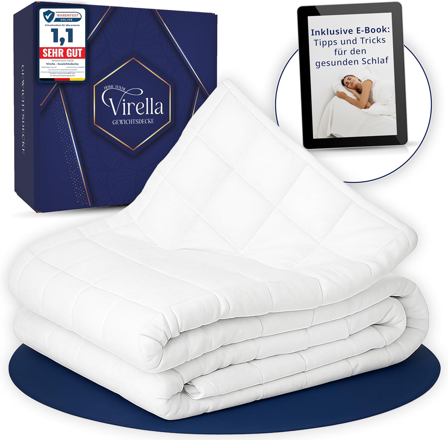 Virella Gewichtsdecke 135 x 200 9 kg – schwere Bettdecke aus 100 % Baumwolle – Anti-Stress-Therapiedecke – schwere Decke für tiefen Schlaf und bessere Erholung – Entspannungsdecke – schwere Gewichtsdecke