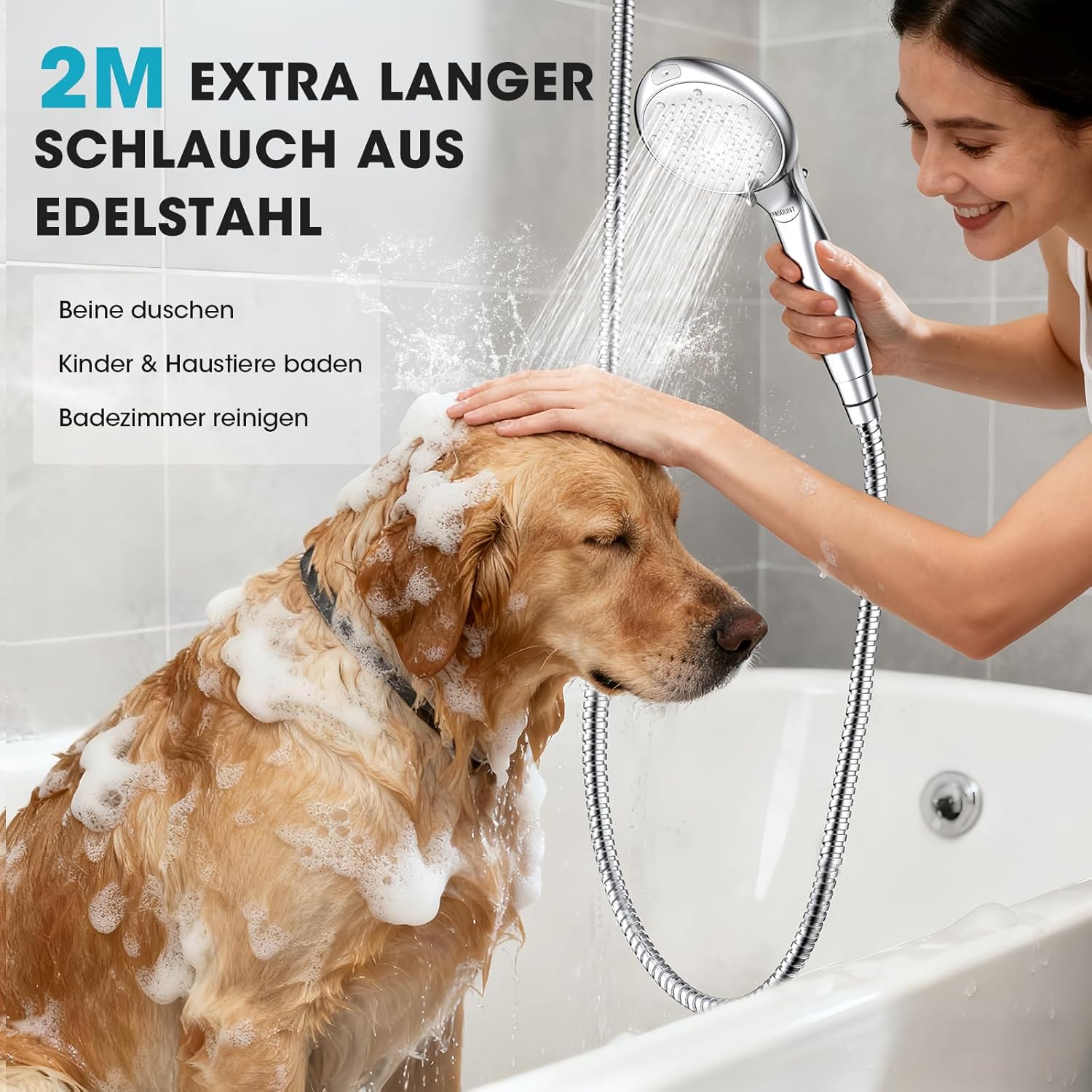 FASDUNT Duschkopf mit Filter gegen Kalk, 8 Strahlarten, Hochdruckduschkopf mit Schlauch 2 m, 20 Schichten Filterduschkopf für hartes Wasser, Restchlor, Schwermetall – Bild 7