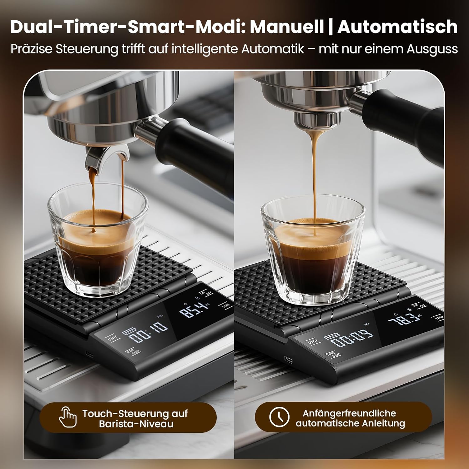 Digitale Kaffeewaage mit Timer, wiederaufladbare Espressowaage 5 kg / 0,1 g Präzisionswaage für Espresso und Übergießen, Küchenwaage digital mit Premium-LCD-Display automatisch für Schmuck – Bild 7