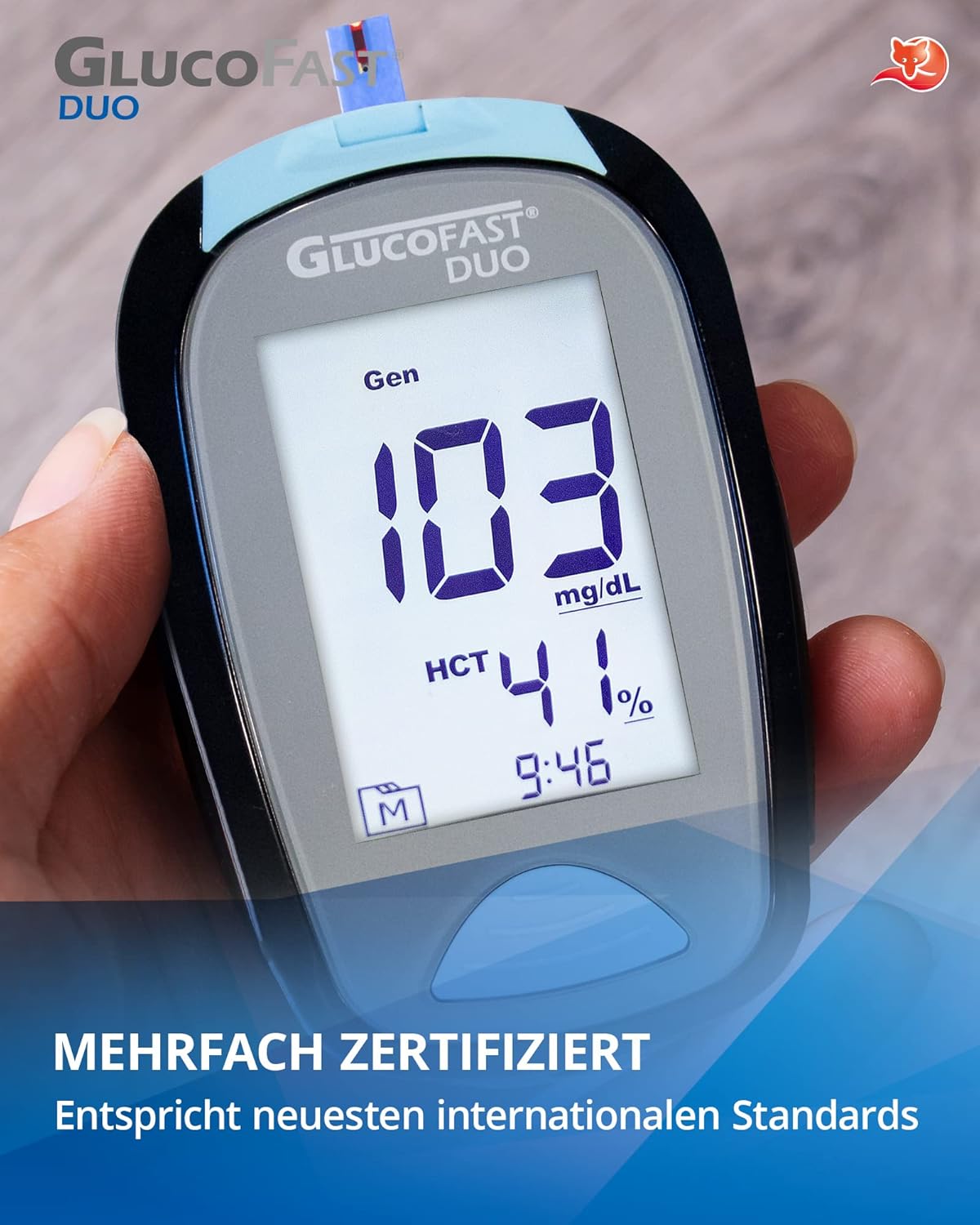 Duo Blutzuckermessgerät (mg/dL) Set mit 60 Teststreifen und 10 Lanzetten | Zertifiziertes Diabetes-Messsystem mit hoher Genauigkeit | Einfach zu bedienen – Bild 5