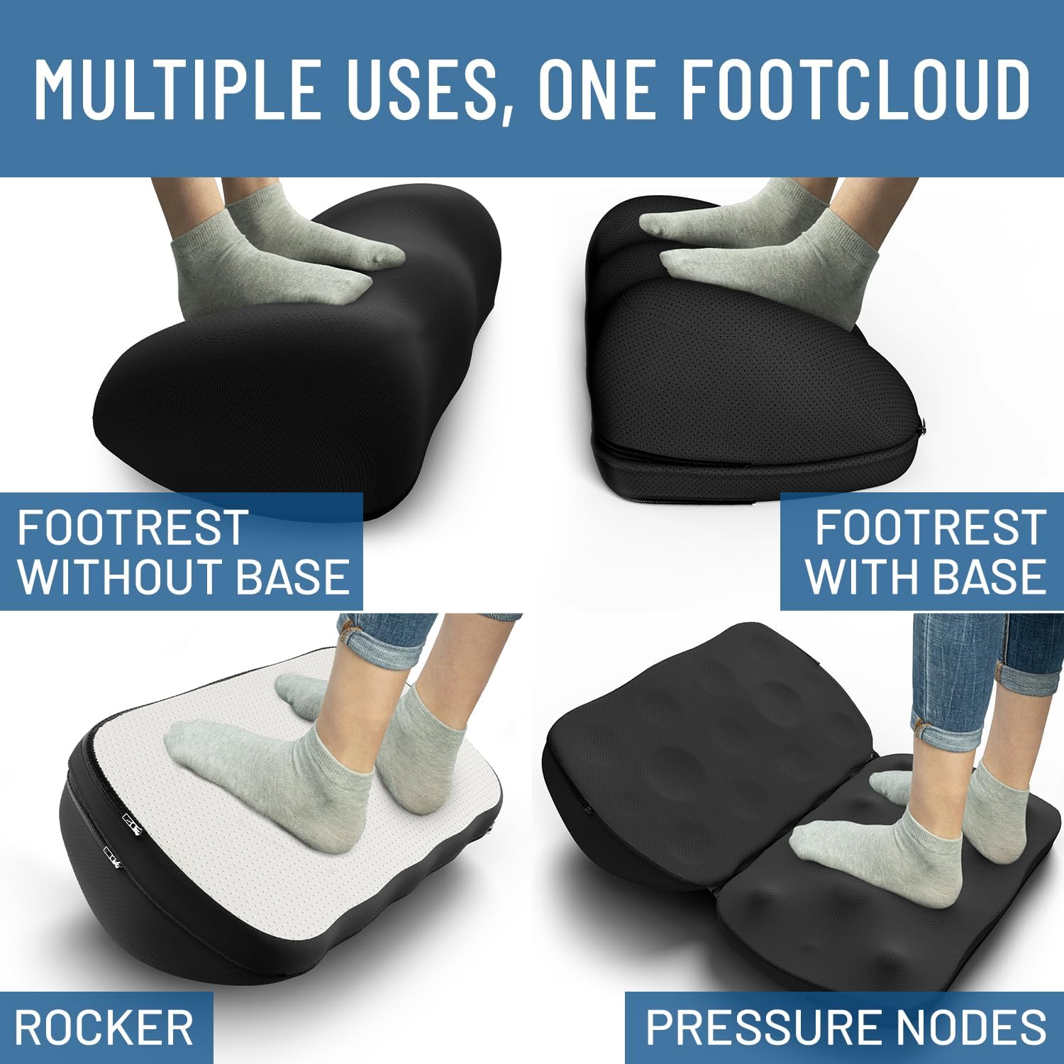 Everlast Comfort FootCloud Fußstütze aus Memory-Schaum – höhenverstellbare Fußstütze unter dem Schreibtisch mit rutschfester Basis und Druckpunktstruktur für Büro, Heimbüro und Gaming – Bild 7