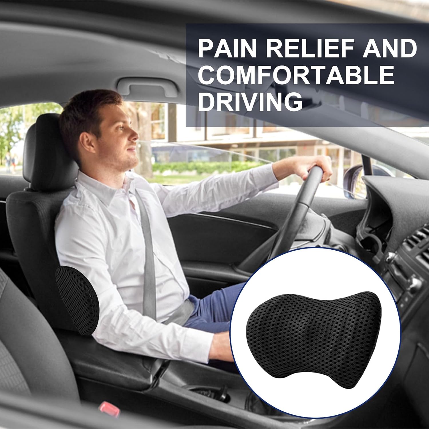 Raxfekro Lendenkissen Rückenkissen, Ergonomisches Memory Foam Lendenkissen, Rückenkissen zur Rückenstütze, Lendenstützkissen für Autositze und Bürostühle (Schwarz) – Bild 5