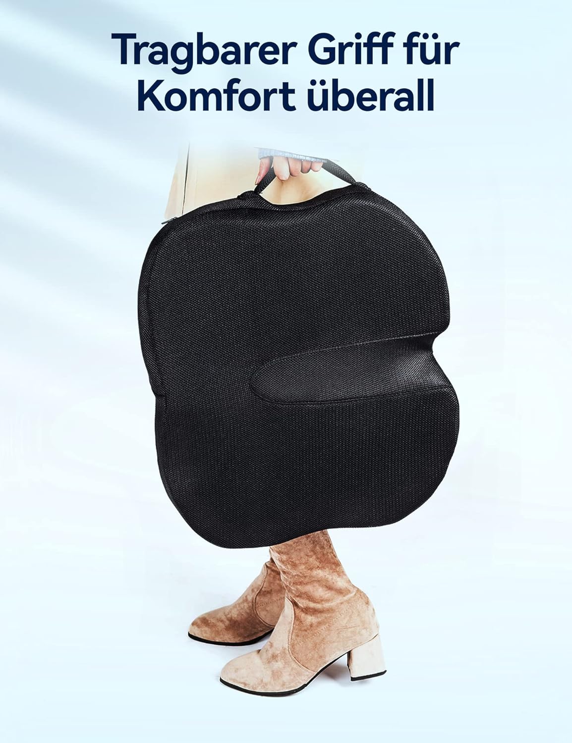 Travel Ease Ergonomisches Sitzkissen, Premium-Gel-Memory-Schaum-Sitzpolster mit rutschfester Unterseite für langes Sitzen, Hüftstützkissen für Bürostuhl, Autositz, Gaming-Stuhl (schwarz) – Bild 7