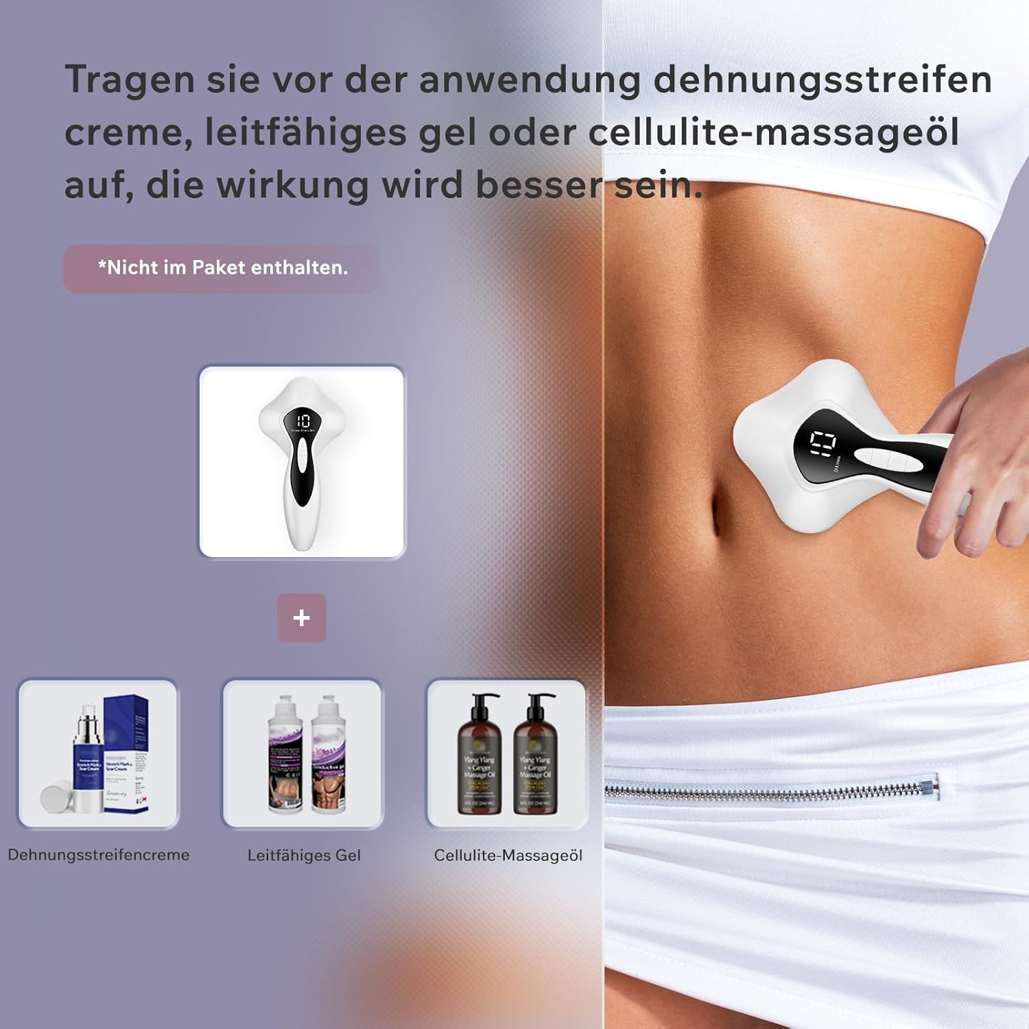 Cellulite-Massagegerät, Massage, Lipödem-Massagegerät, Anti, nachgewiesene Wirksamkeit, kabelloses Unisex-Massagegerät für Taille, Bauch, Gesäß, Arme, Beine, Rücken (weiß) – Bild 7