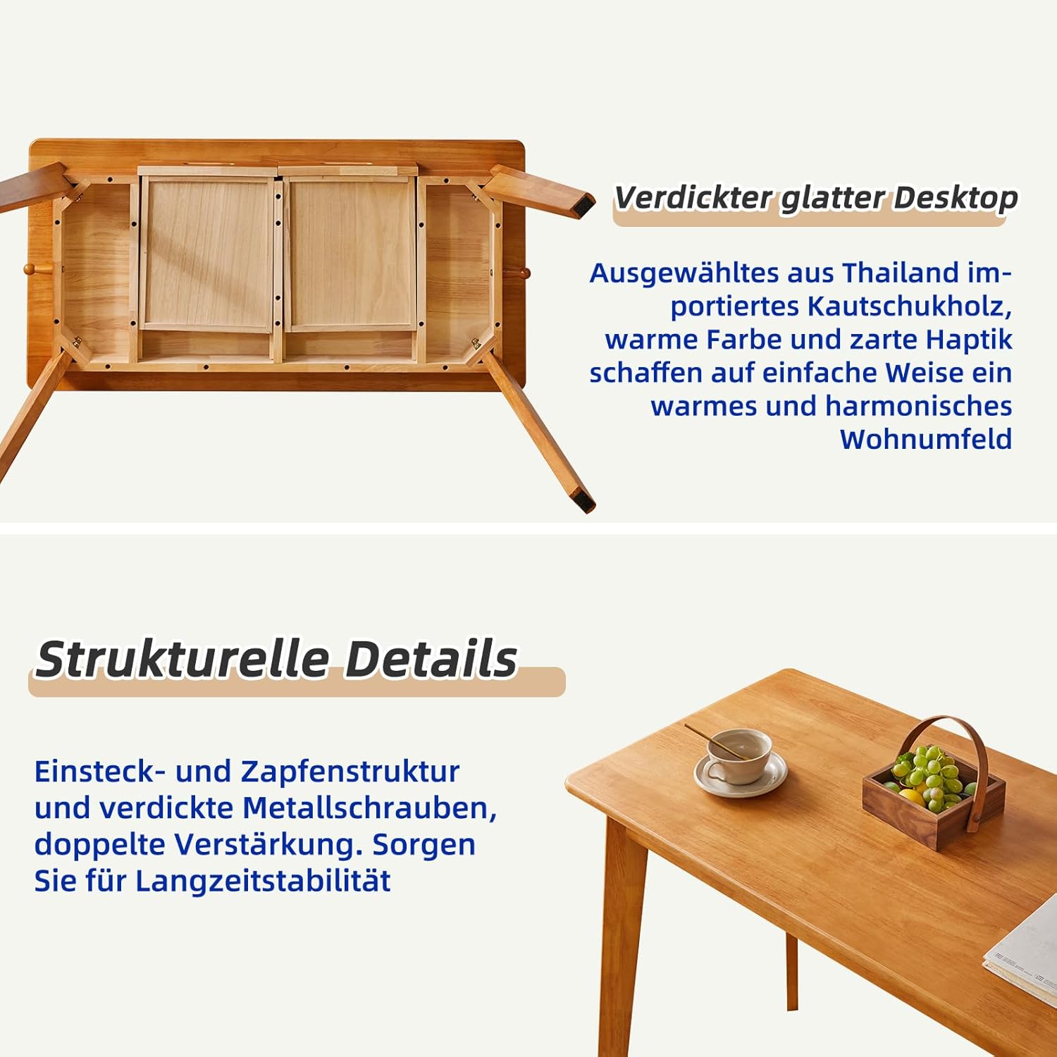 Aibiju Holzschreibtisch mit Schublade und Hängestange, kleiner Computertisch, 100 x 50 x 75 cm, Schreibtisch, kleiner Esstisch aus Holz, Kirschholzfarbe YD-WD01N – Bild 8
