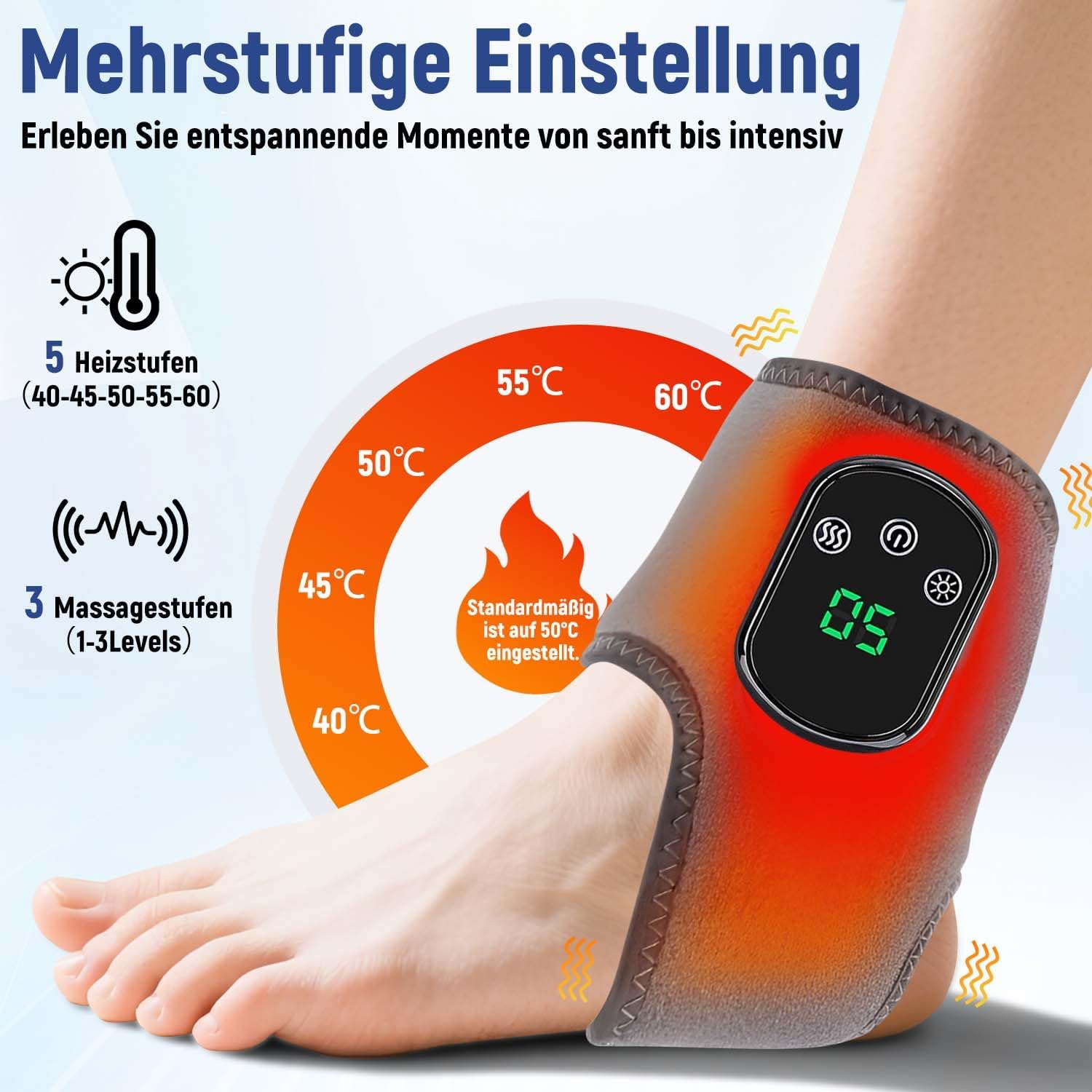 2er-Pack 3-in-1-Fußmassagegerät, Fußmassagegerät, Fußmassagegerät, tragbares kabelloses Fußmassagegerät, 3 Modi und 5 Wärmestufen für Knöchel, Ferse, Sohle, Fußgewölbeunterstützung, ideales Geschenk für Eltern – Bild 4