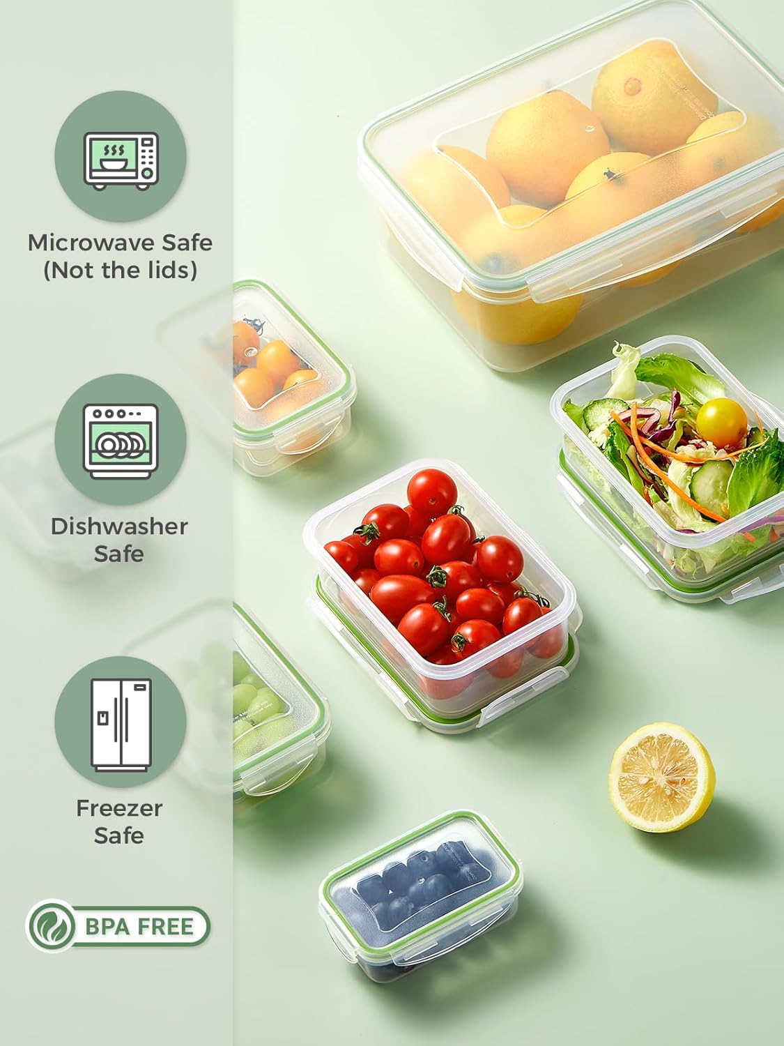 Yabano Frischhaltedosen mit Deckel, Frischhaltedosen-Set, 7-teiliges Frischhaltedosen-Set – auslaufsichere BPA-freie Meal-Prep-Aufbewahrungsboxen für die Küche, mikrowellen- und spülmaschinenfest – Bild 3