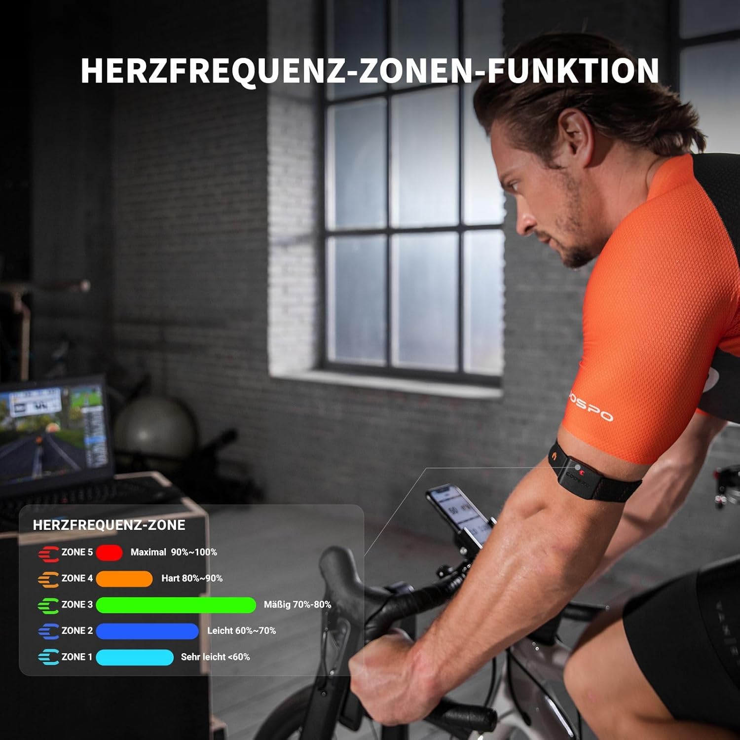 COOSPO HW9 Herzfrequenzmesser, Bluetooth ANT+ & Sensor-LED & Smart HRM Herzfrequenzmesser IP67 Wasserdichtes Herzfrequenzmesser-Armband, kompatibel mit Polar Wahoo Garmin Zwift Elite HRV – Bild 2