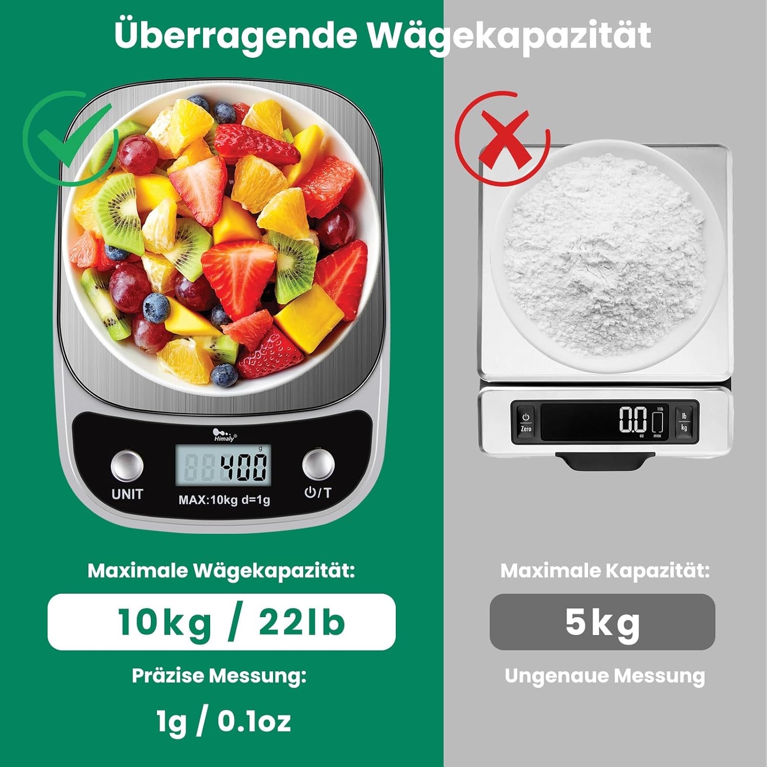 Uten Digitale Küchenwaage, weiße Buchstabenwaage mit Tara-Funktion, großes LCD-Display, automatische Abschaltung, elektronische Waage für Lebensmittel/Backen/Kochen (8 kg in 1 g), weiß – Bild 3