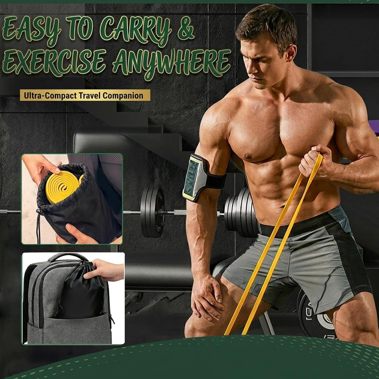Fitnessbänder, Widerstandsbänder Set, Widerstandsbänder Fitnessband mit Türanker, Schutzpolster und 2 x Griffen, Übungsband für Krafttraining, Yoga, Pilates, Muskelaufbau – Bild 9