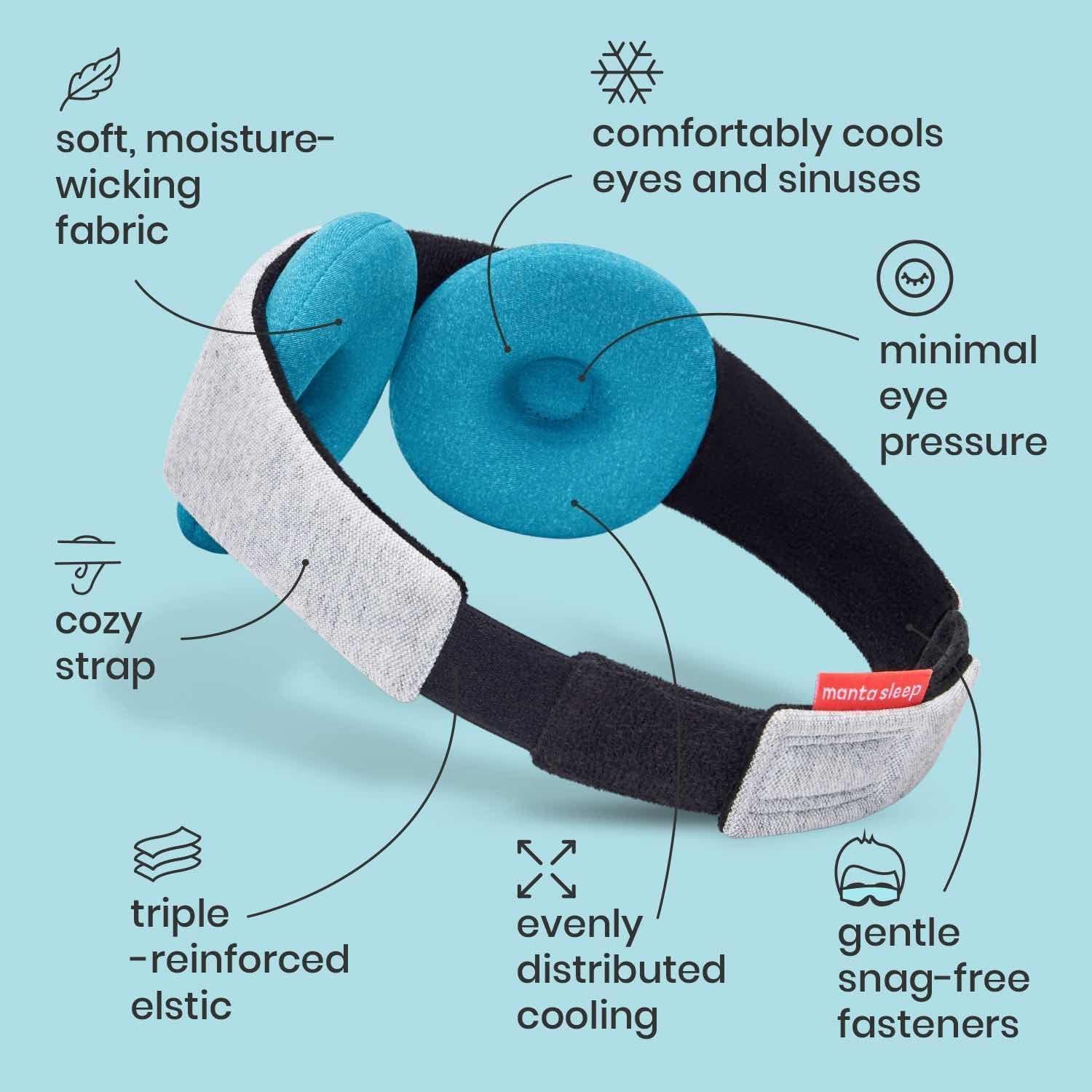 Manta Cool Sleep Mask – Verdunkelnde, kühlende Augenmaske, Schlafmaske mit keramischen Kühlperlen für Migräne, Schlaf, geschwollene Augen und Linderung von Nebenhöhlenbeschwerden – Bild 7