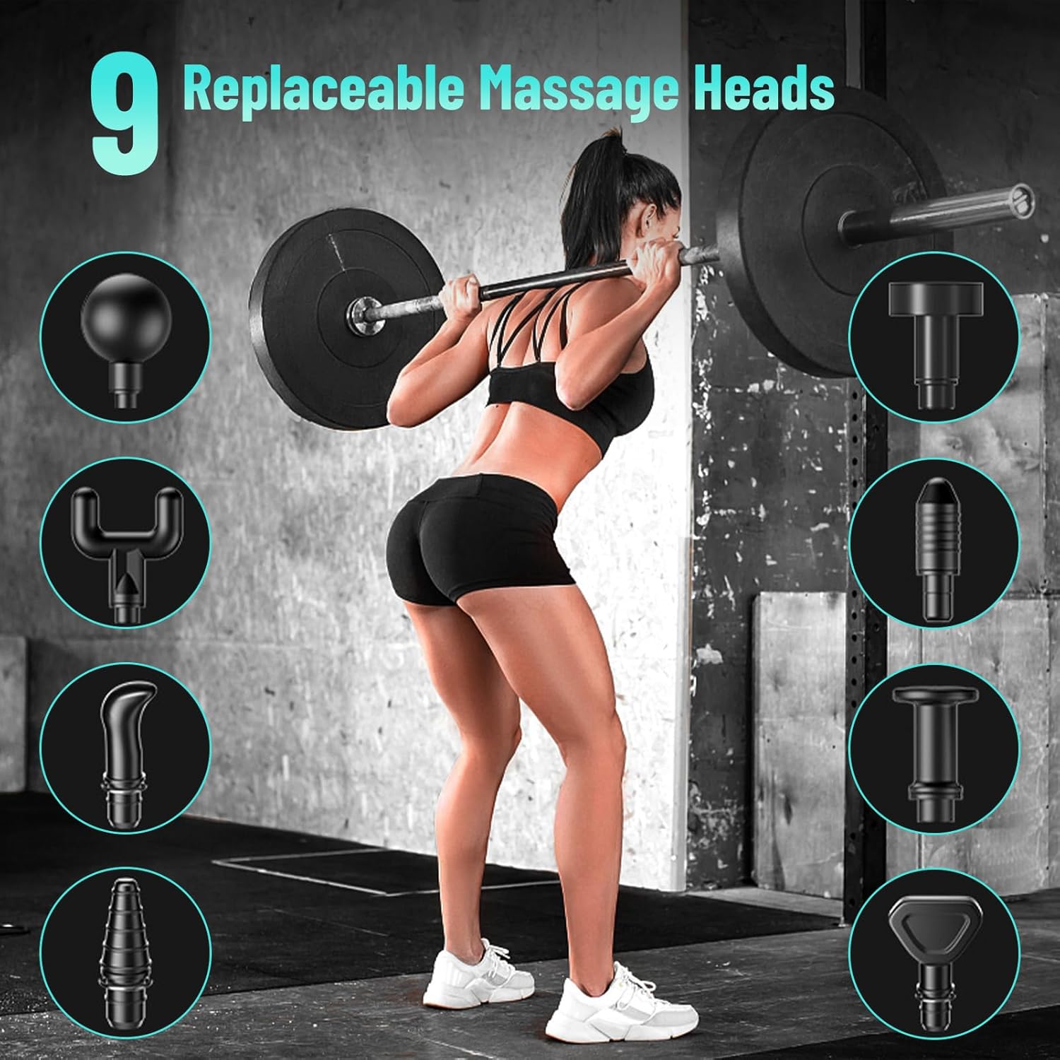 Faszienpistole & Muskelmassagepistole 99 Stufen, 9 Aufsätze, 3600 Schläge/min, leises elektrisches Massagegerät mit LCD-Display, tragbarer Muskelentspanner für Rücken, Nacken, Beine, Sport – Bild 5
