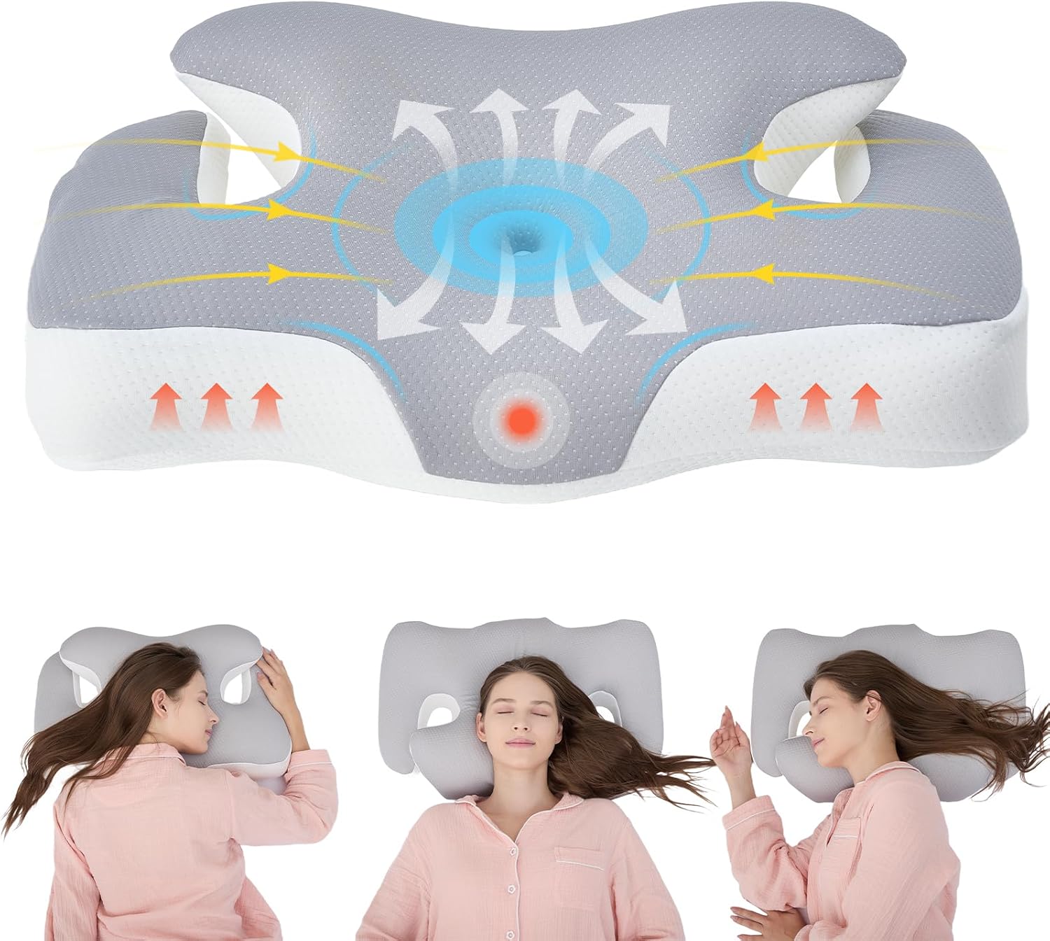 Nackenkissen, Memory-Schaum-Kissen: 60 x 40 cm, orthopädisches Kissen mit abnehmbarem Bezug – Nackenstützkissen für Schlafkomfort – ergonomisches Kissen für Rücken- und Bauchschläfer