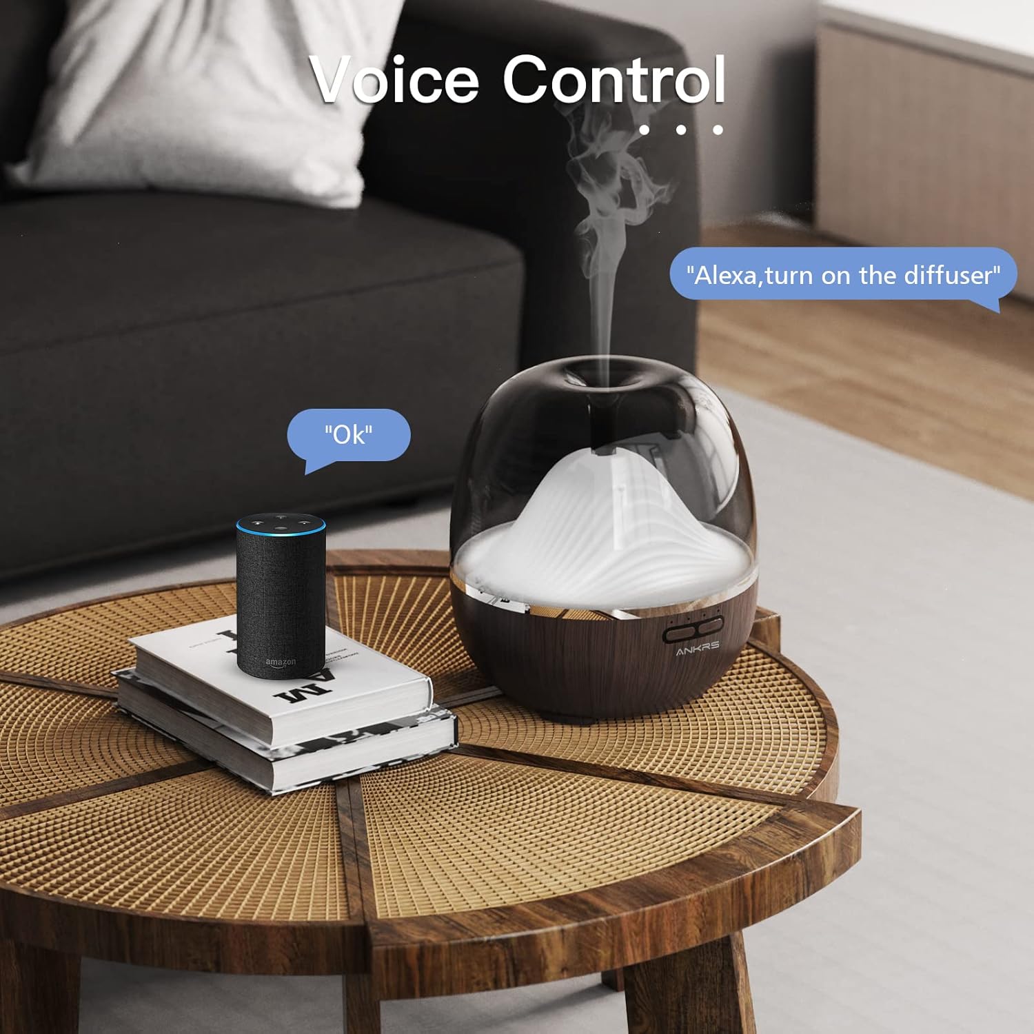 Alexa Smart Aroma Diffuser 600 ml, Ankrs Diffusor für ätherische Öle, Aroma-Luftbefeuchter, WiFi-Diffusor, kompatibel mit Alexa/Google Home, Smart Home, extrem leise, BPA-frei für Schlafzimmer, Büro, Spa – Bild 3