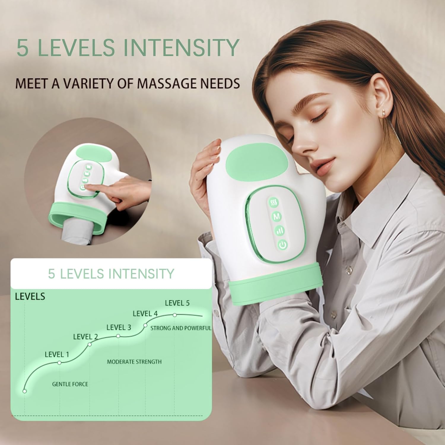 Handmassagegerät mit Wärmefunktion, elektrisches Handmassagegerät, Massagegerät zur Schmerzlinderung für Finger, Handmassagegerät zum Entspannen von Händen und Handgelenken, Geschenke für Männer und Frauen – Bild 4