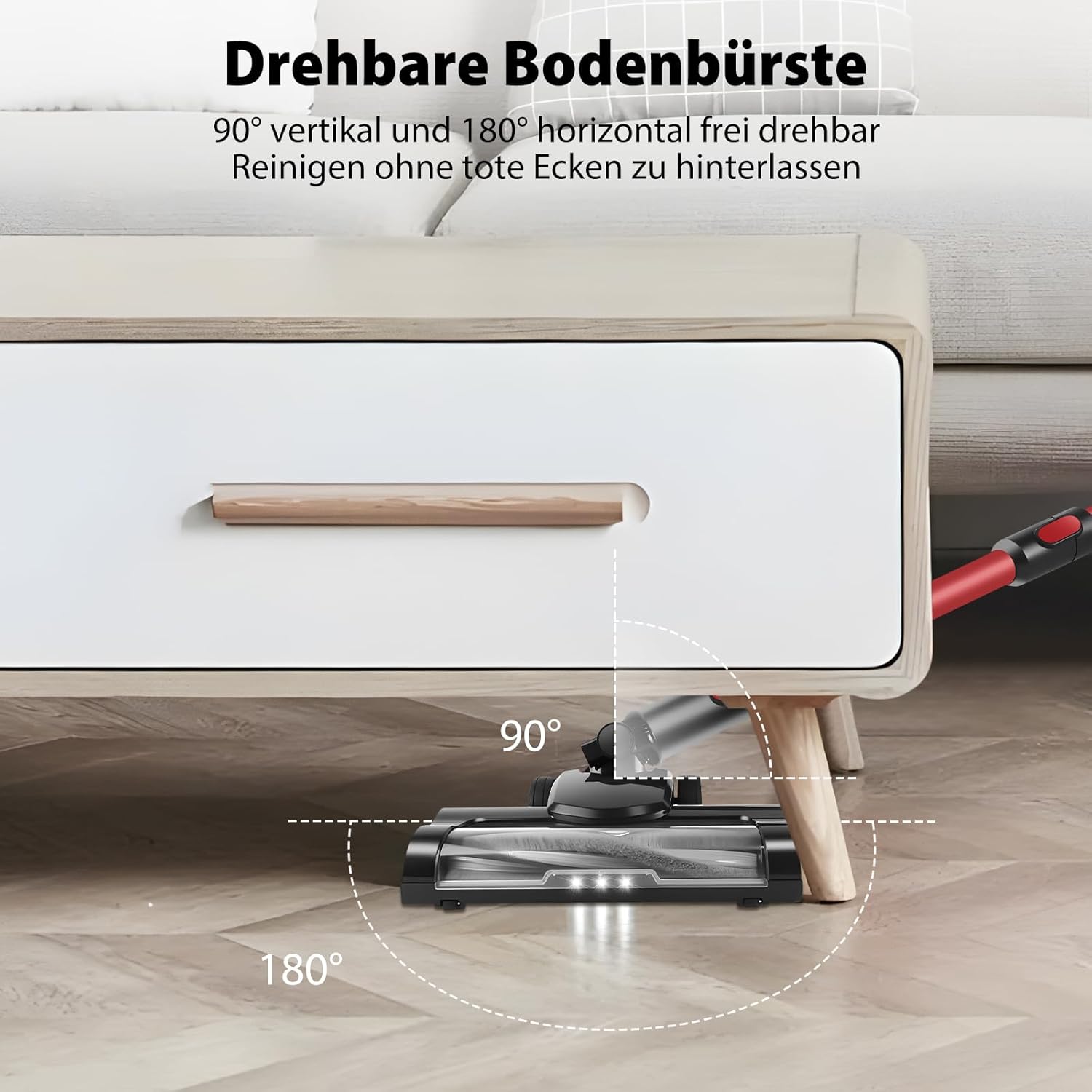 Akku-Staubsauger 45000 Pa/500 W/40 Min, Handstaubsauger, kabelloser selbststehender Tierhaarentferner mit Anti-Tangle-Bürste, leicht, Wandladestation, extrem leise für Tierhaare, Teppich, Hartböden, Auto – Bild 7