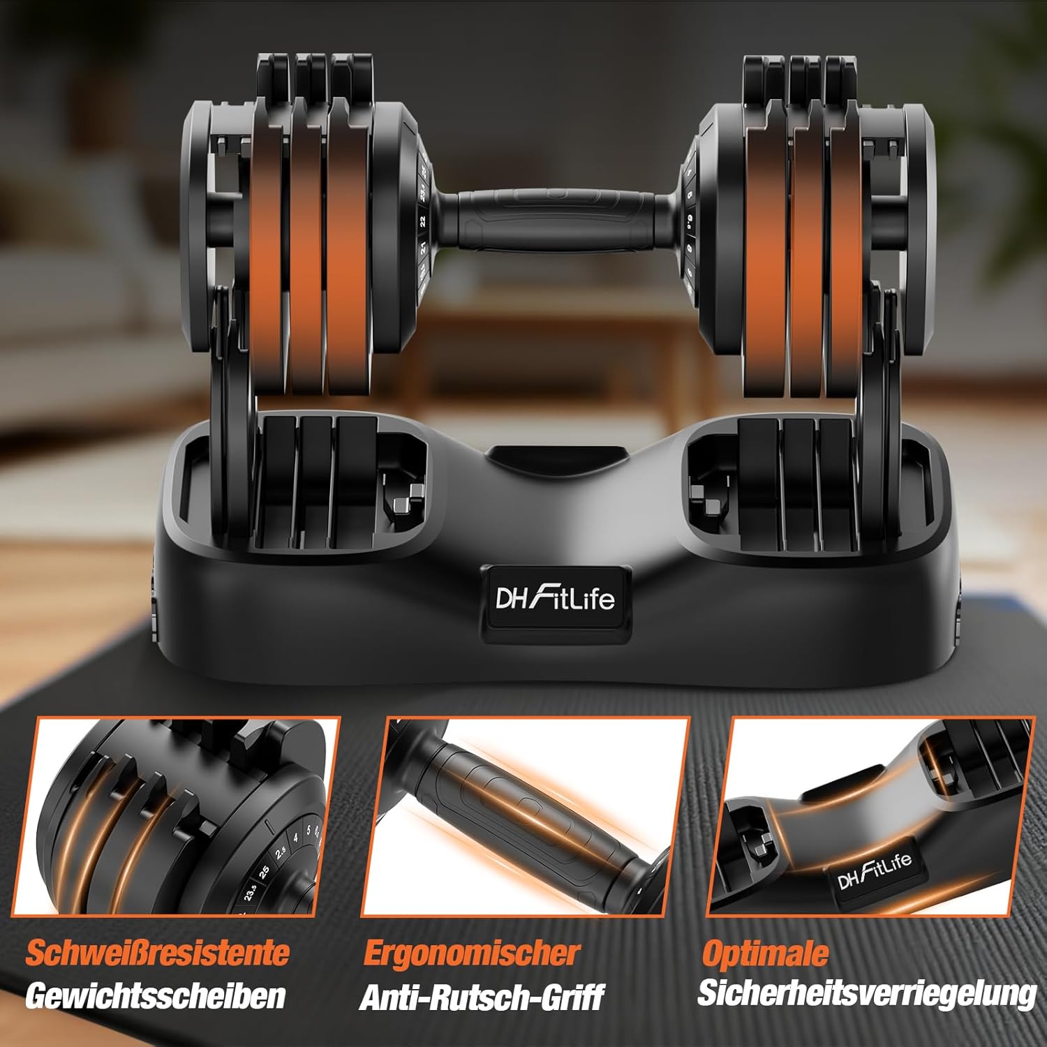 DH FitLife 2026 Neu Hantel Set – Verstellbare Kurzhanteln 2,5 bis 25 KG mit 18 Gewichtsstufen | Hantelset Kurzhantel mit Gewichten | Hantelset für Männer & Frauen – Bild 6