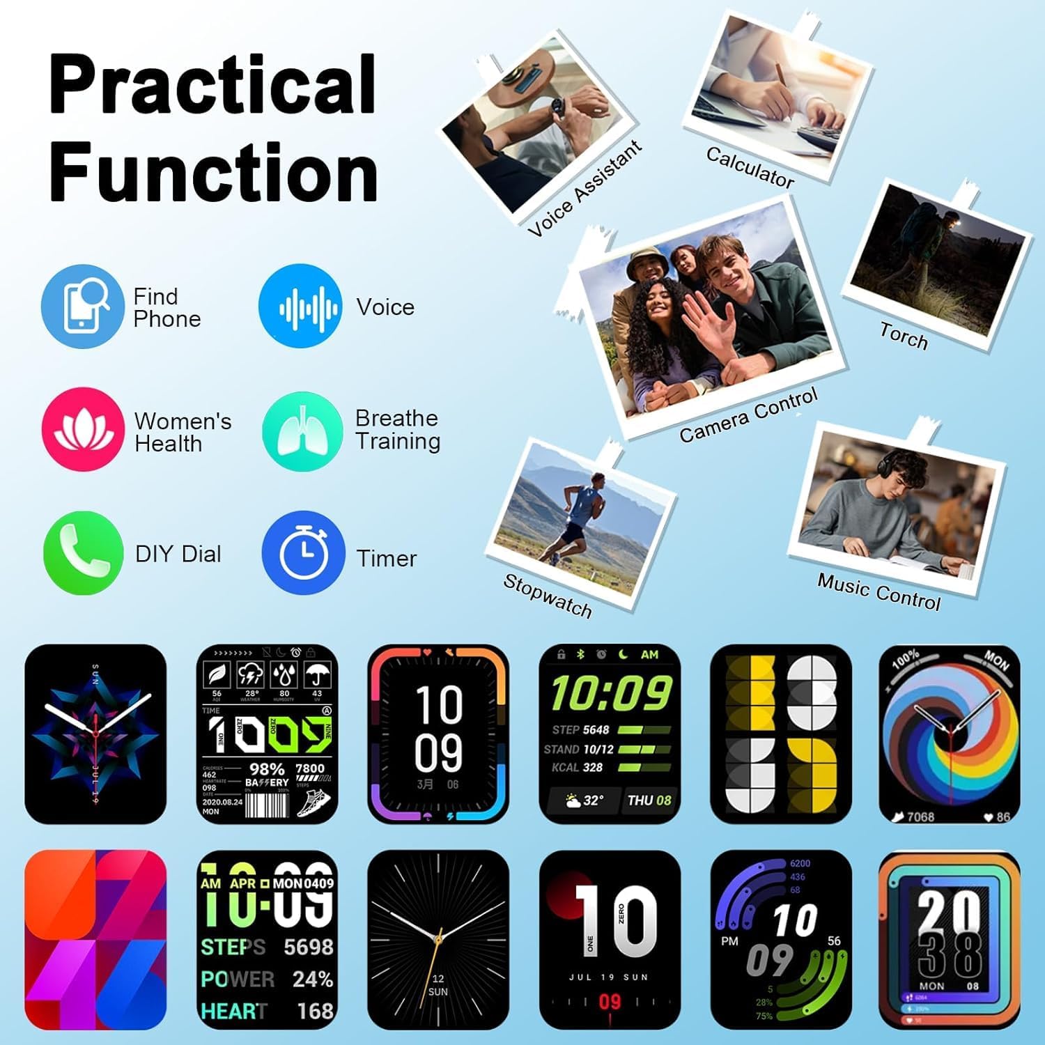 Soudorv Smartwatch Herren Damen mit Telefonfunktion, 1,91 Zoll HD Display Fitness Tracker, 1000 mAh Akku, 100 Tage Standby, 110+ Sportmodi, Fitnessuhr, Smartwatch, IPX7 Wasserdicht für iOS – Bild 6