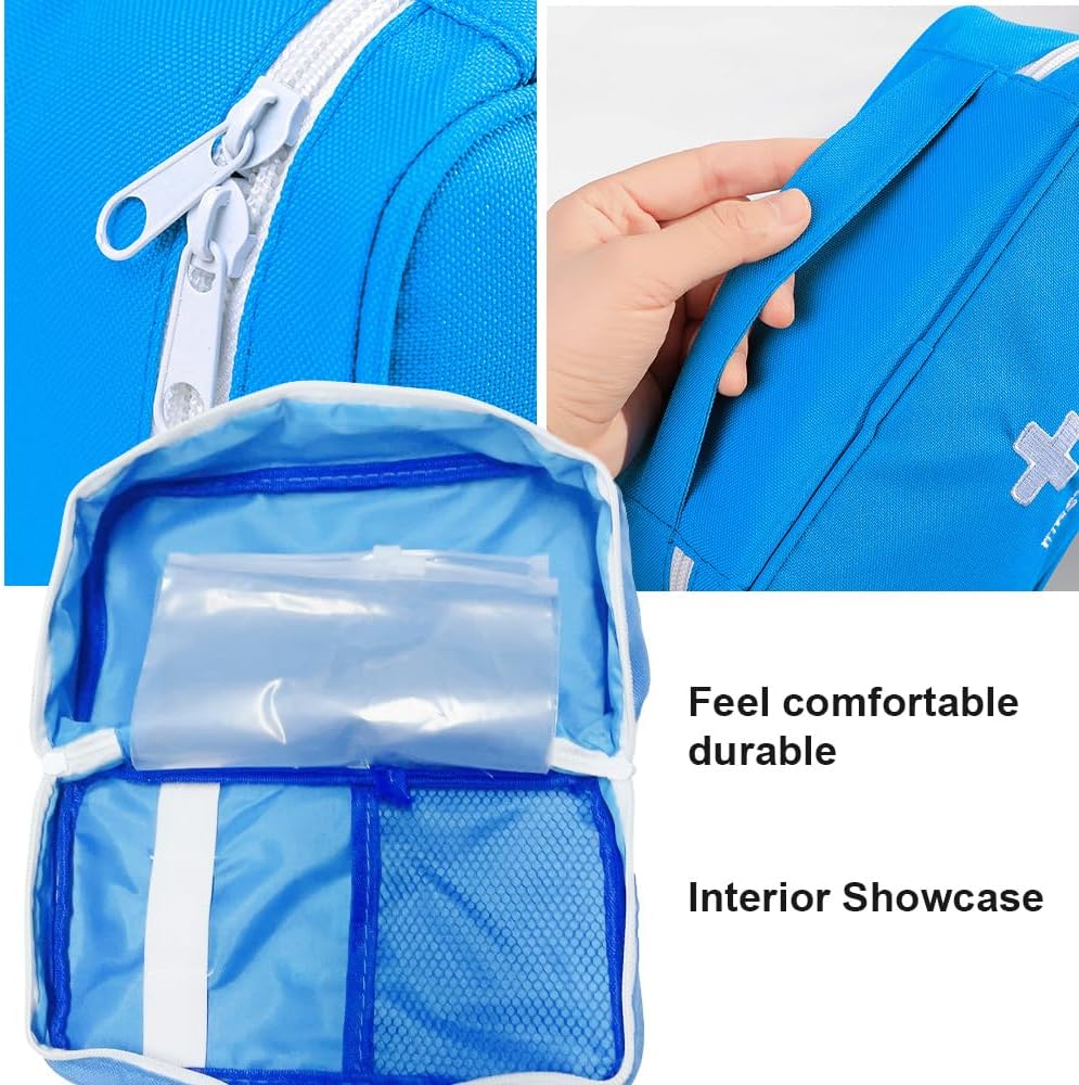 2-teiliges Erste-Hilfe-Set, wasserdichtes Erste-Hilfe-Set, tragbarer leerer Erste-Hilfe-Koffer, ideal für Familien, Camping und den Außenbereich (blau, grau) – Bild 7