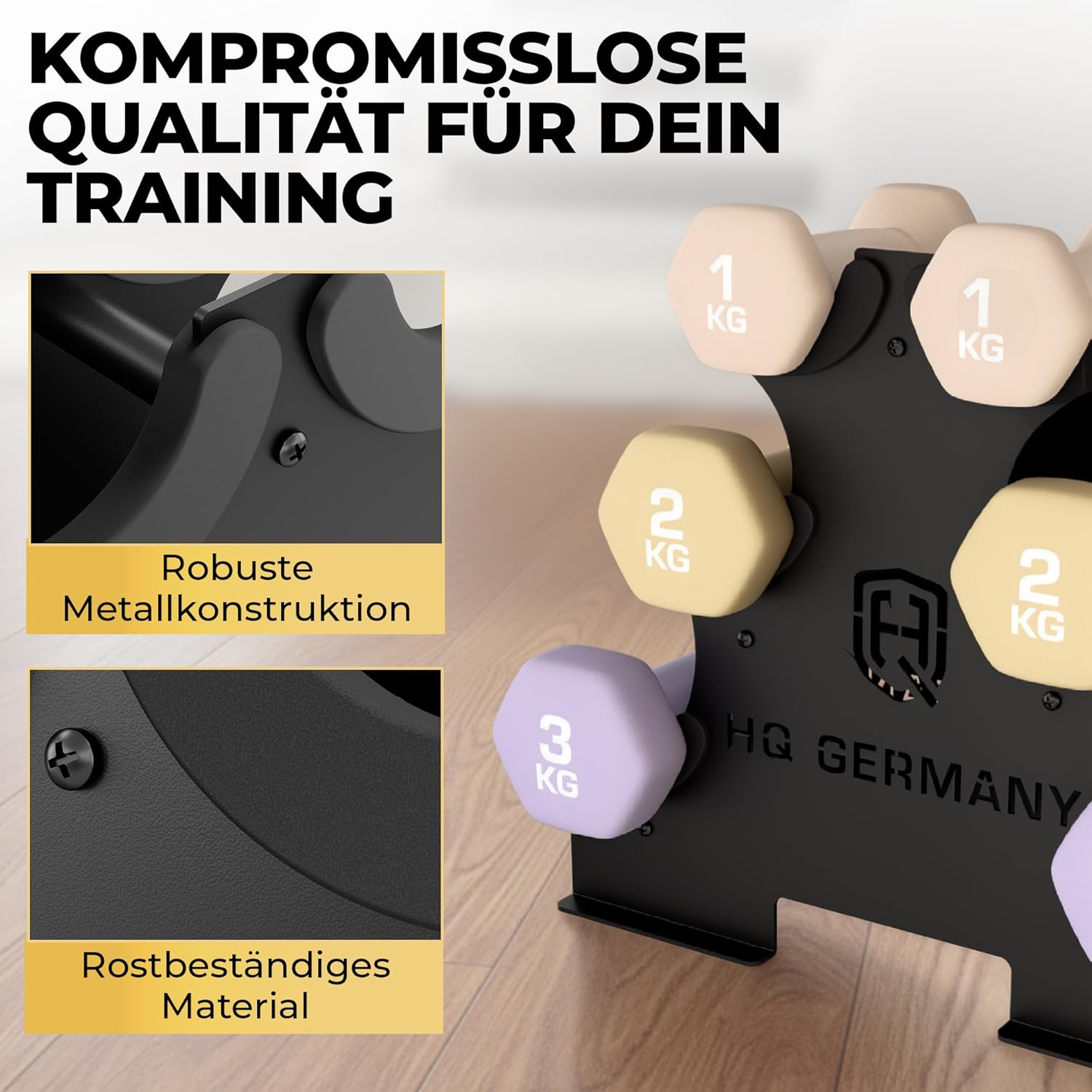 HQ Germany® Hanteln Set (Geruchsfreie Pastellfarben) - Hanteln 2 Stück für Pilates und Krafttraining, Hantelset, Home Gym, Hanteln, Gewichte Hantel, Hantelset, Kurzhanteln, Tausch gegen – Bild 3
