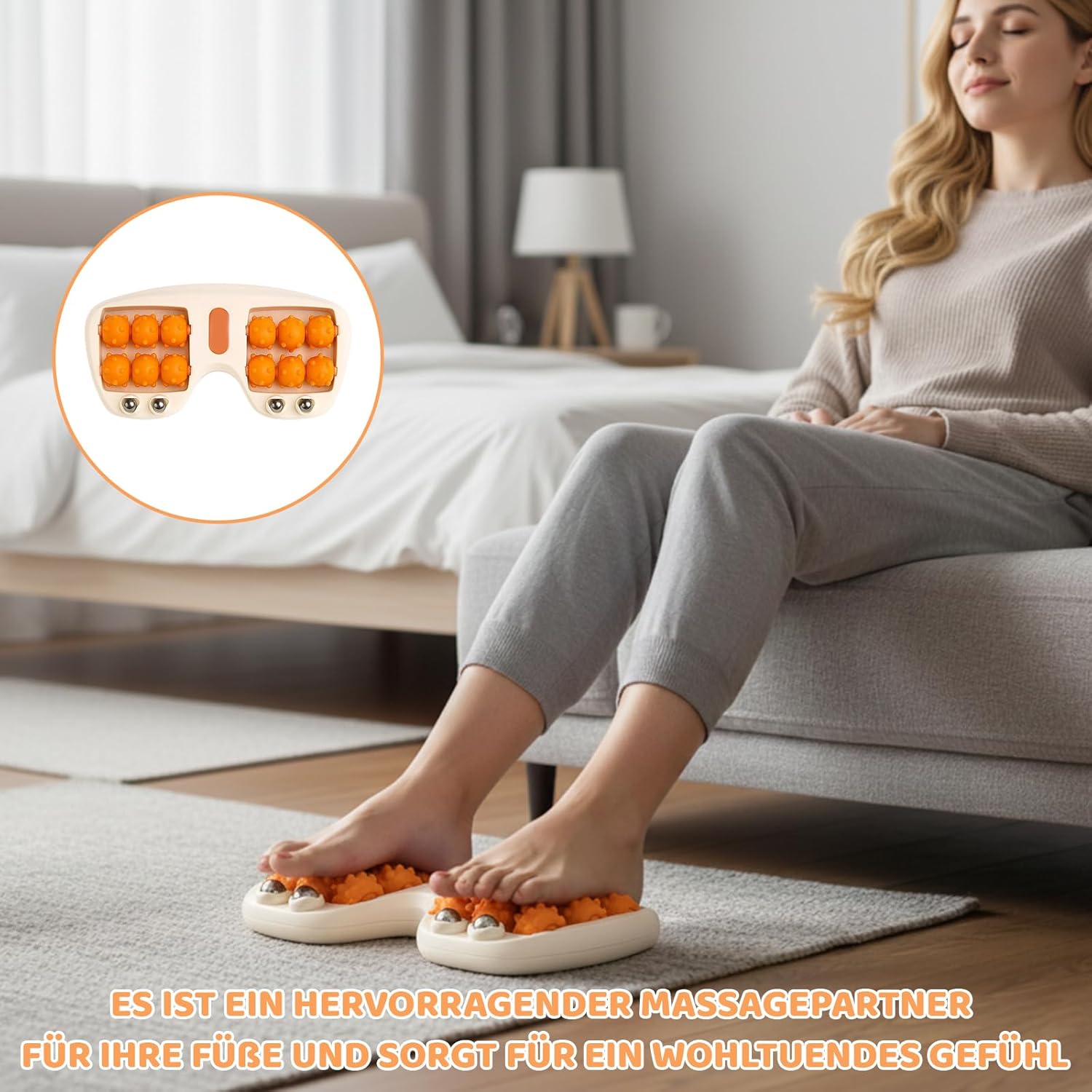 Fußmassageroller, orangefarbener therapeutischer Faszienroller für die Fußmassage, Fersensporn-Massagegerät und Faszienroller am Fuß, ideal für Fußpflege und Entspannung – Bild 7