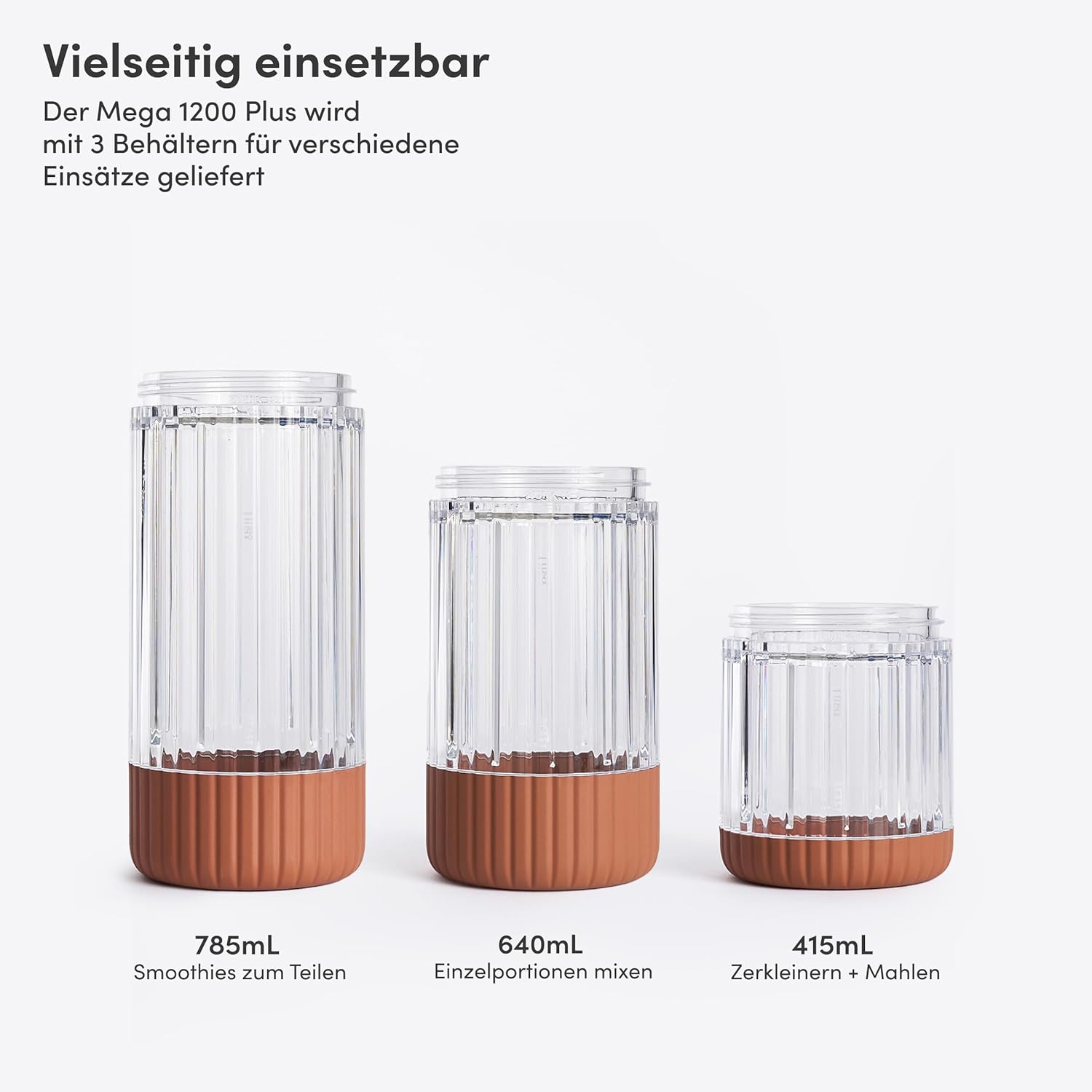 BEAST Smoothie Maker 850 W – Kompakter Standmixer Hochleistungsmixer mit 3 Tritan-Rührbechern – 785 ml – To-go-Trink- und Aufbewahrungsdeckel – Mixer für Smoothies, Eis und Shakes – Terra – Bild 6