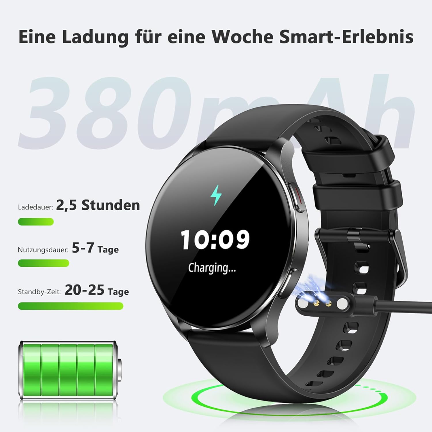Blackview Smartwatch Herren Damen AMOLED-Bildschirm Virtuelle Always-On-Uhr Aktivieren/Empfangen Sportuhr mit Puls Schlaf SpO2 Schritte Kalorien Kilometer 2 Armbänder (Silikon/Nylon) für Android iOS – Bild 7