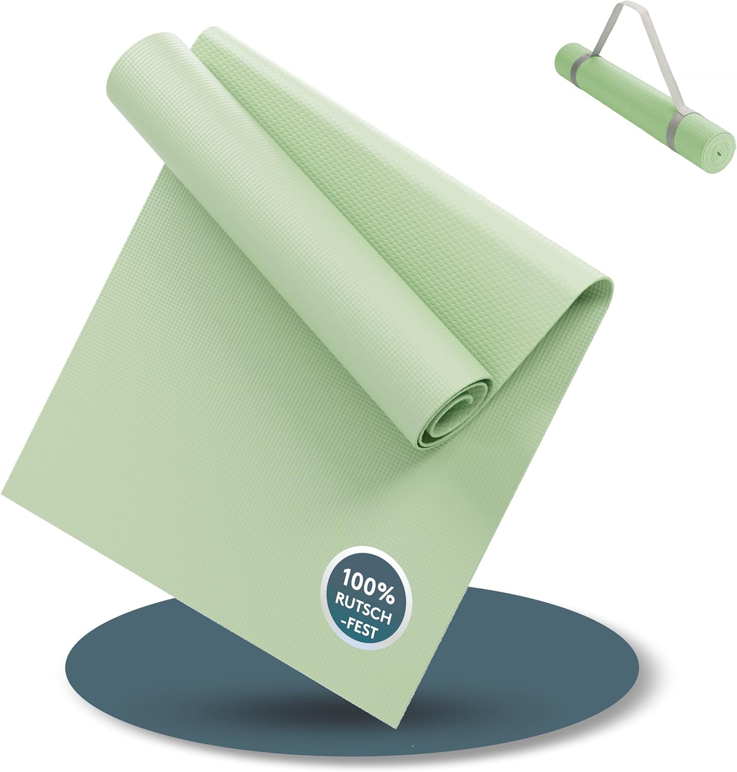 LILENO SPORTS Yogamatte (180x60cm) inkl. Tragegurt - Sport- und Yogamatte extra rutschfest in 4 mm Dicke - Gymnastikmatte und Fitnessmatte für Workout und Yoga - Sportmatte für Zuhause