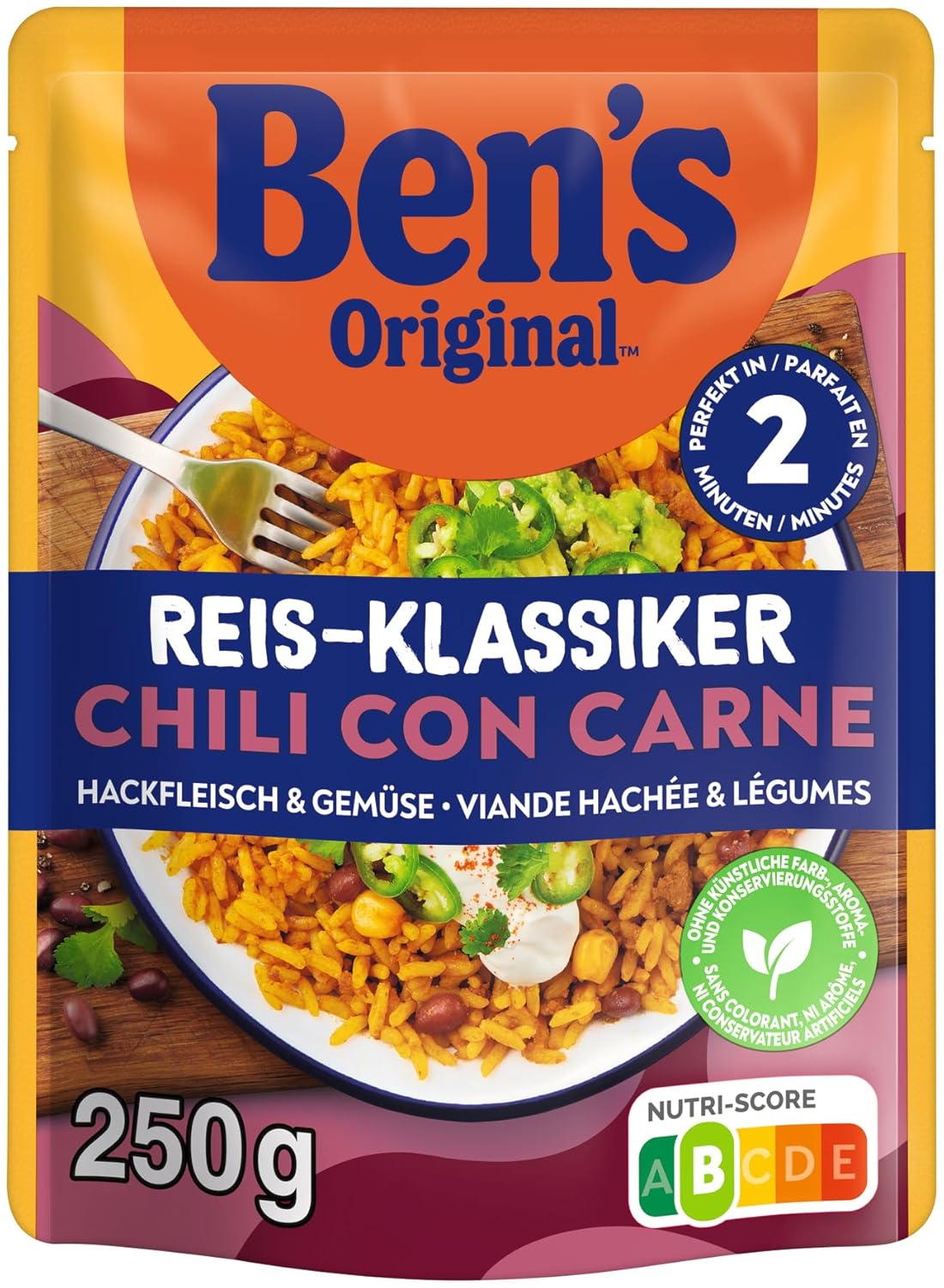 BEN'S ORIGINAL Fertiggericht Chili con Carne mit Hackfleisch und Gemüse 6 x 250 g – Bild 2