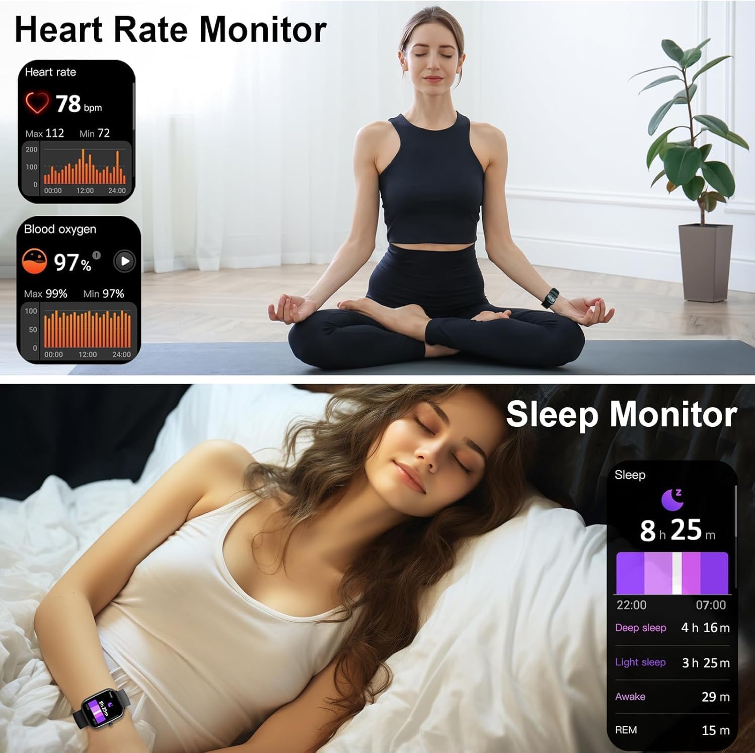 Smartwatch Herren Damen 1,96 Zoll HD Smartwatch Damen mit Telefonfunktion, Smartwatch Fitnessuhr 100+ Sportmodi, IP68 Wasserdicht, Sportuhr mit Herzfrequenz-Schlafmonitor Schrittzähler für Android – Bild 4