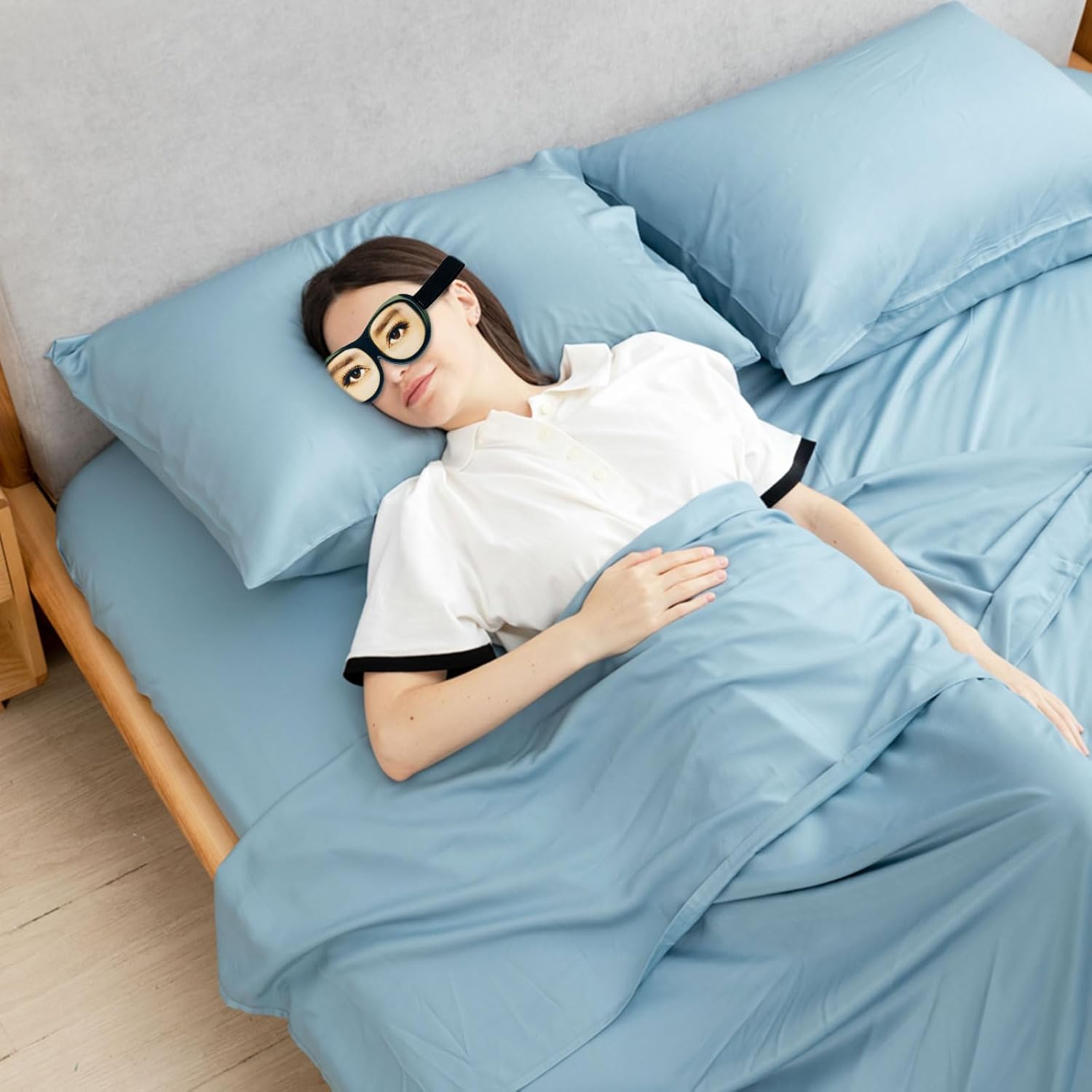VIKSAUN 4 Stück Schlafmasken mit Augen, lustige Schlafmaske, Seide, Schlafmaske, Augenmaske, Augenschirm, Schlafmaske, bequeme lichtblockierende Augenmaske für Yoga, Reisen, blockiert Licht (4 Stück) – Bild 6