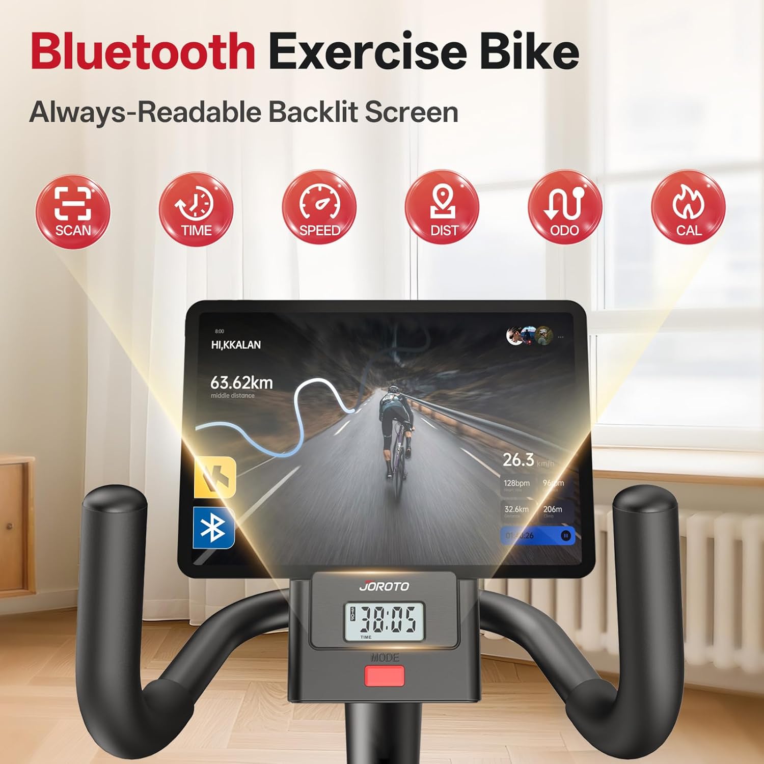 JOROTO JH30/JH30PRO Liege-Ergometer für Zuhause, intelligentes Bluetooth-Magnet-Liegerad, Indoor-Heimtrainer, Ergometer bis 136 kg Belastung, LCD-Display, verstellbarer Sitz für Cardio-Training – Bild 8