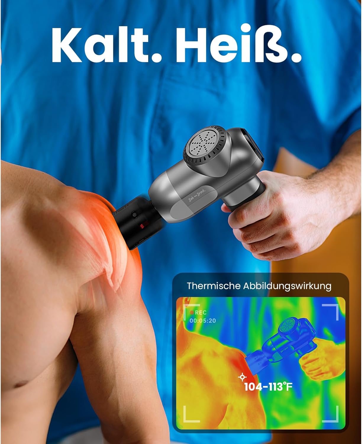 Massagepistole mit Wärme und Kältetherapie, Bob and Brad C2 Pro Tiefengewebsmassagegerät mit Wärme, Professionelles Elektrisches Massagegerät für Zuhause, Fitnessstudio, Erholung, Schmerzlinderung – Bild 3