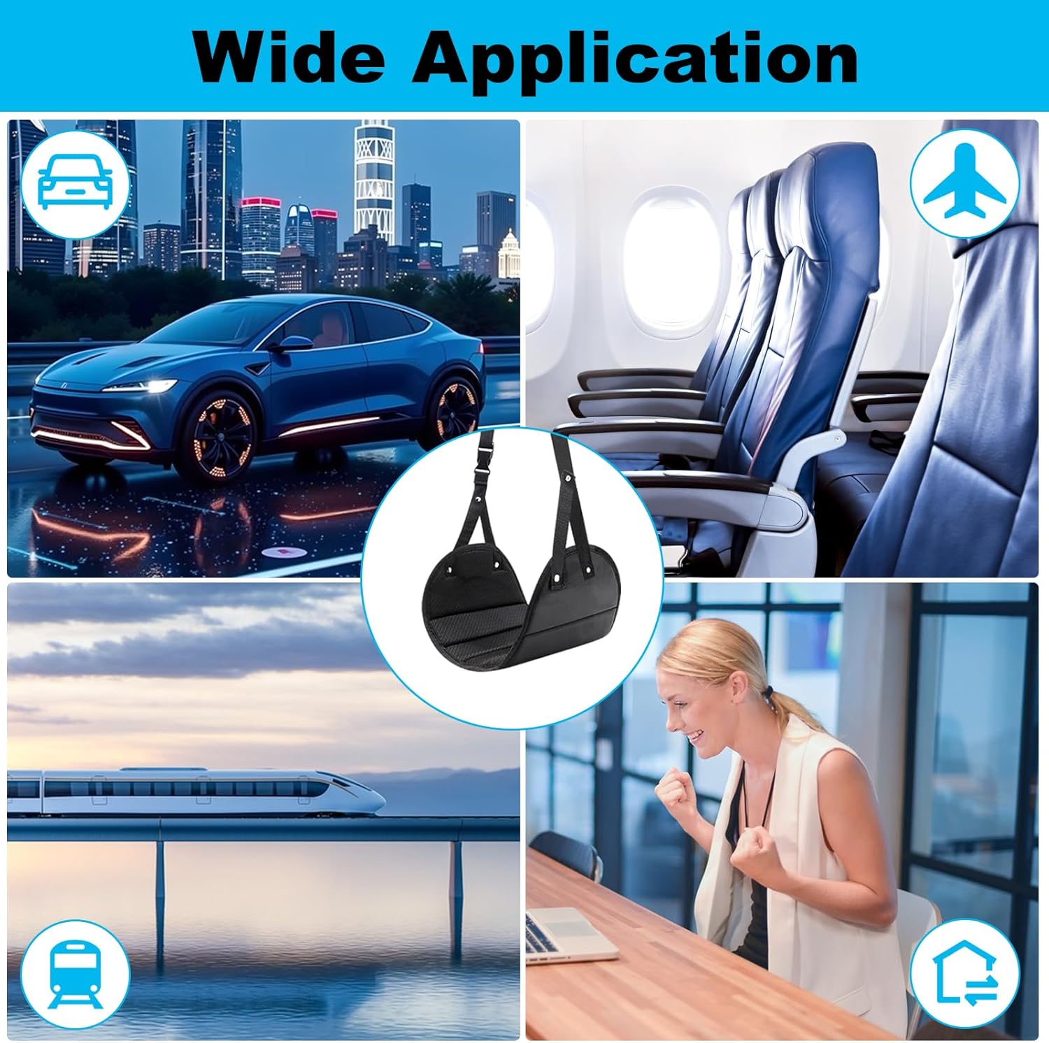 2er-Pack Fußstützen-Flugzeug-Gadgets – Tragbare Reise-Fußstütze mit atmungsaktivem Netz, verstellbare Fußstützen-Hängematte, hängender Fußhocker für Büro, Reisen, Langstrecken-Beinentspannung – Bild 6