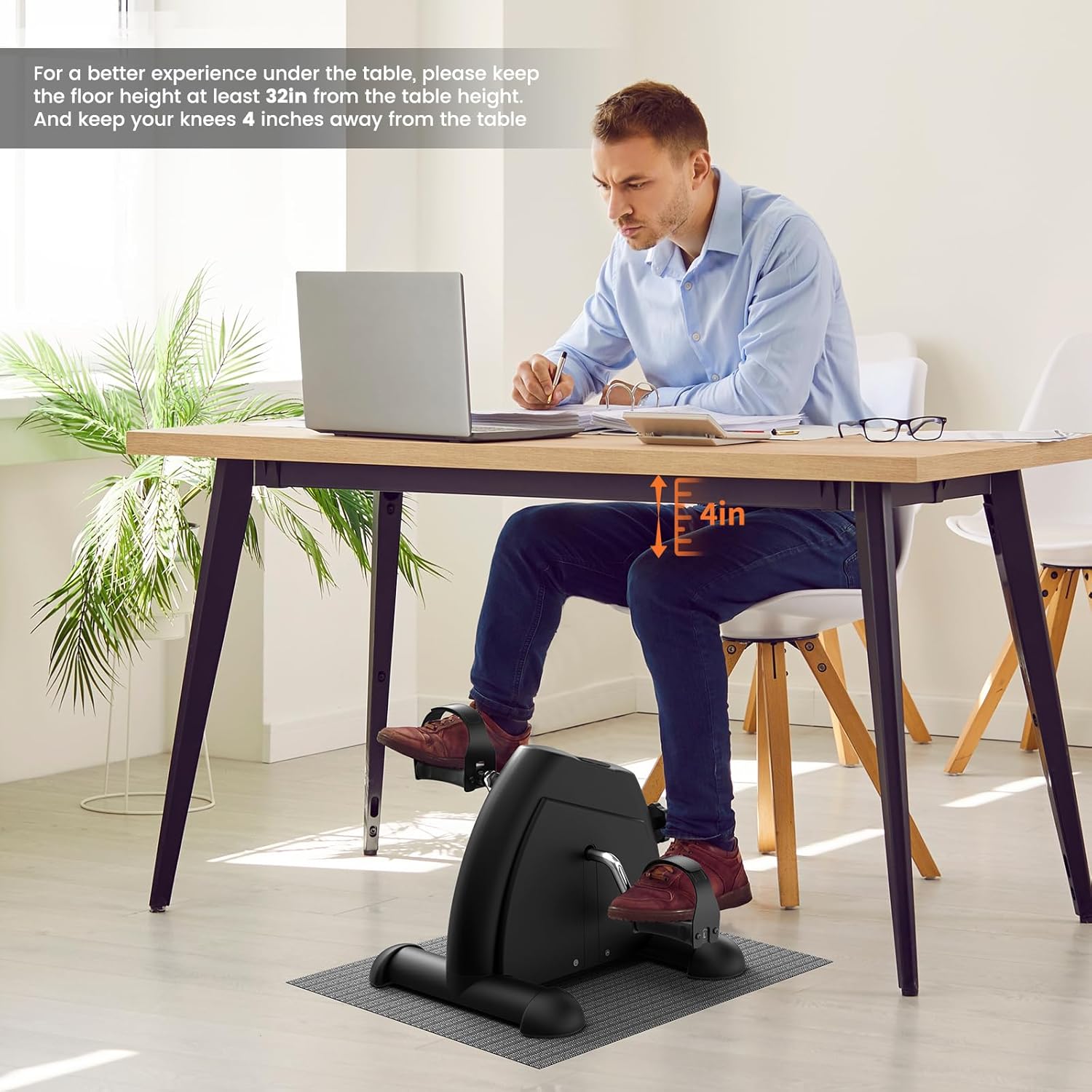 Sportneer Pedaltrainer für Senioren, Mini Heimtrainer mit LCD-Display, Fitnessgeräte für Zuhause – Tischfahrrad, Ergometer Senioren, Arm- und Beintrainer für Senioren mit Anti-Rutsch-Matte – Bild 6