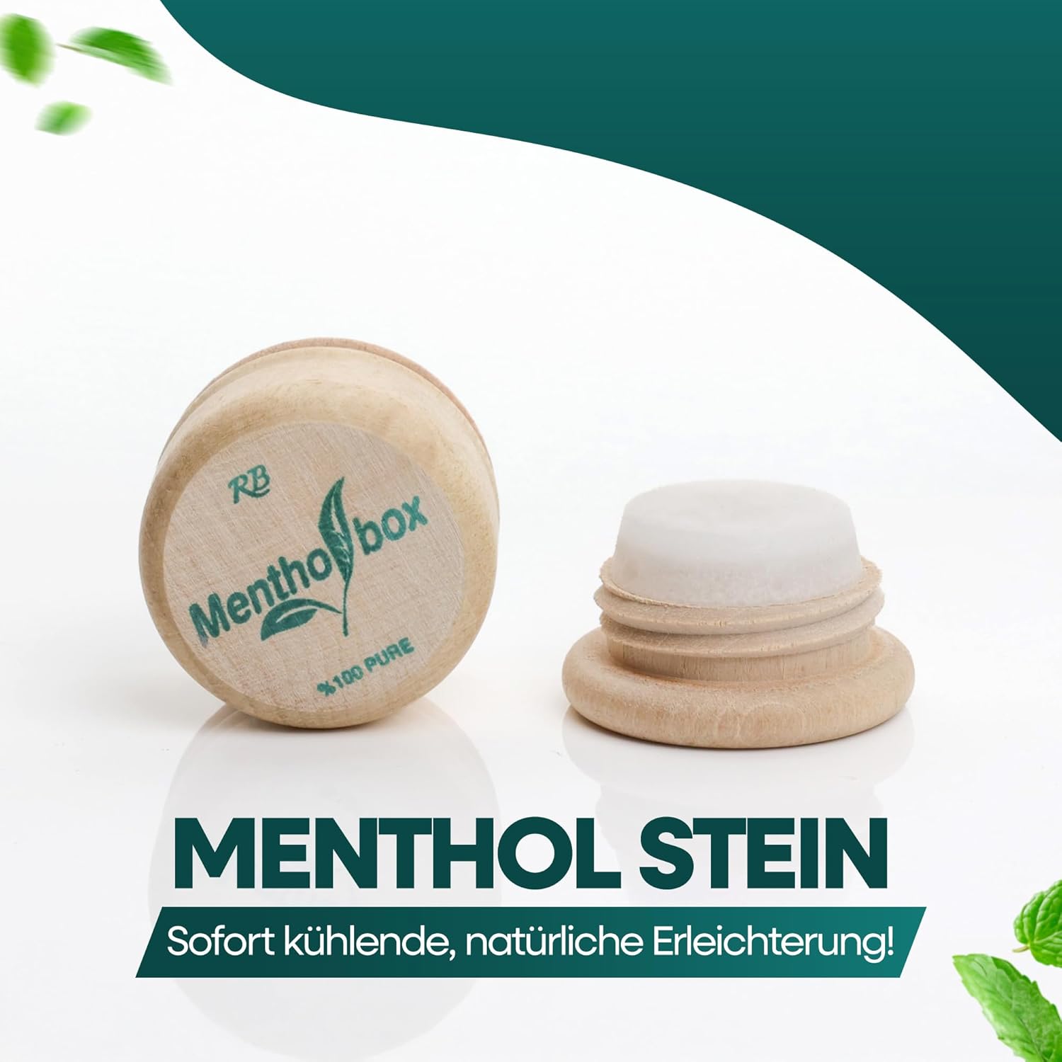 Menthol-Stein, Menthol-Box, hilft bei der Linderung von Migräne, erfrischender und kühlender Menthol-Macaron, zum Bürsten von Stirn und Hals, Menthol-Spa-Massage, reines Kristall-Menthol, 1 x 6 g – Bild 2