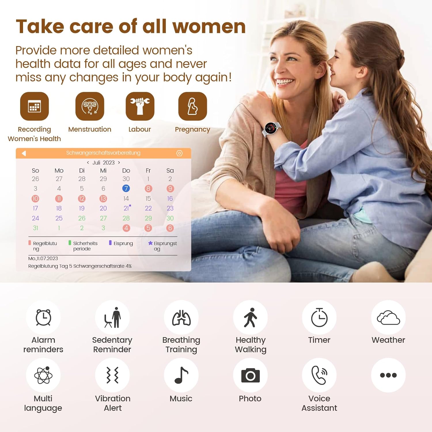 SLOKSFil Damen Smartwatch mit Telefonfunktion, 1,39 Zoll Smart Watch rund mit SpO2, 24H Herzfrequenzmesser Blutdruck Schlafmonitor, Fitness Tracker 120+ Sportmodi Schrittzähler für iOS Android (Silber) – Bild 3