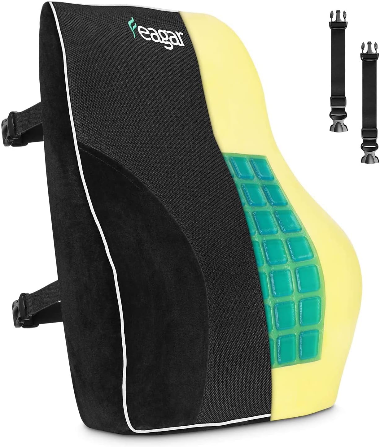 Feagar Gel-Rückenkissen, ergonomisches Memory-Schaum-Lendenkissen, Rückenkissen für Bürostuhl, Lordosenstütze, Lendenwirbelstütze, Lendenkissen für Büro, Auto, Zuhause