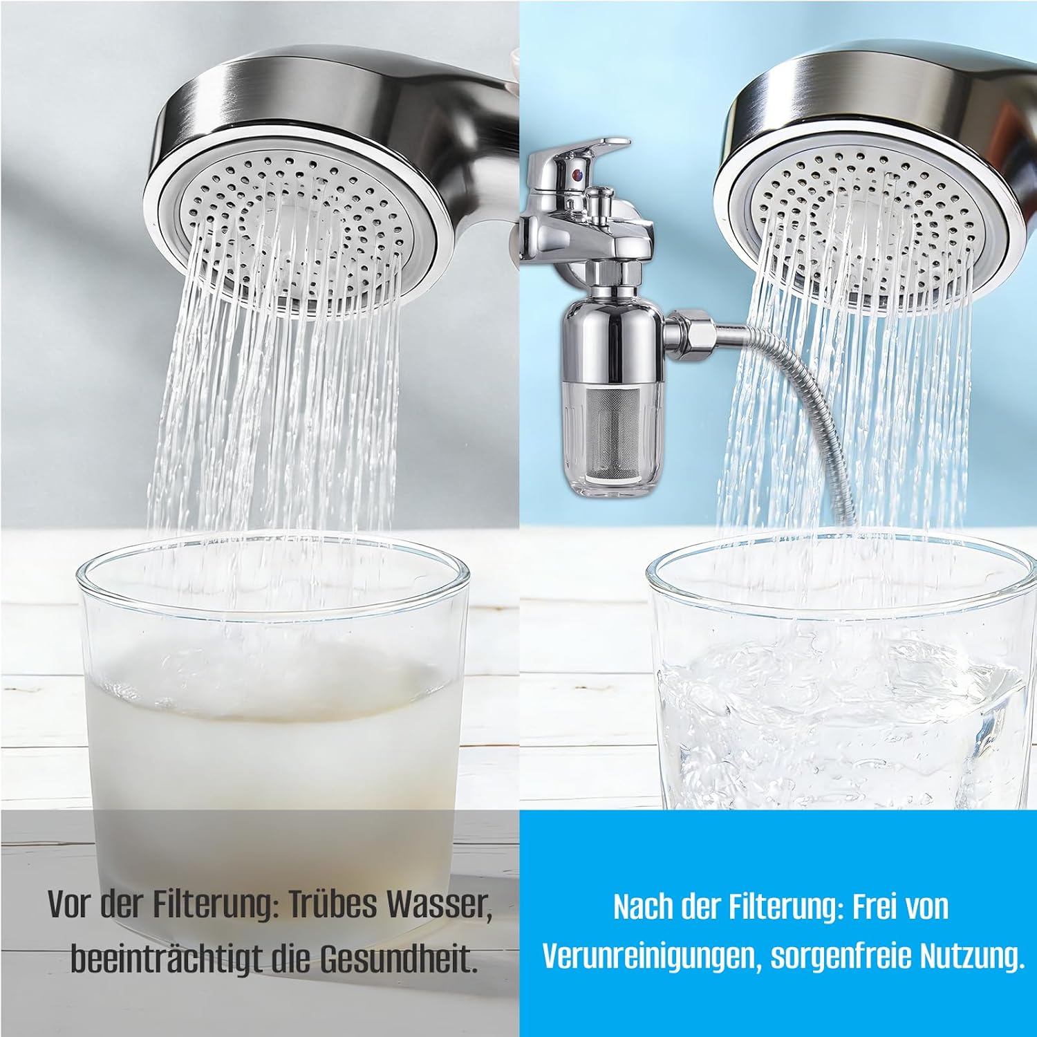 2 Stück Wasserfilter Duschwassersystem Vorfilter – Wiederverwendbarer Kalkfilter und Duschfilter mit 40 μm Edelstahl-Filterelement für Wasserhahn, Duschfilter, Warmwasserbereiter, Waschmaschine, Toilette – Bild 4