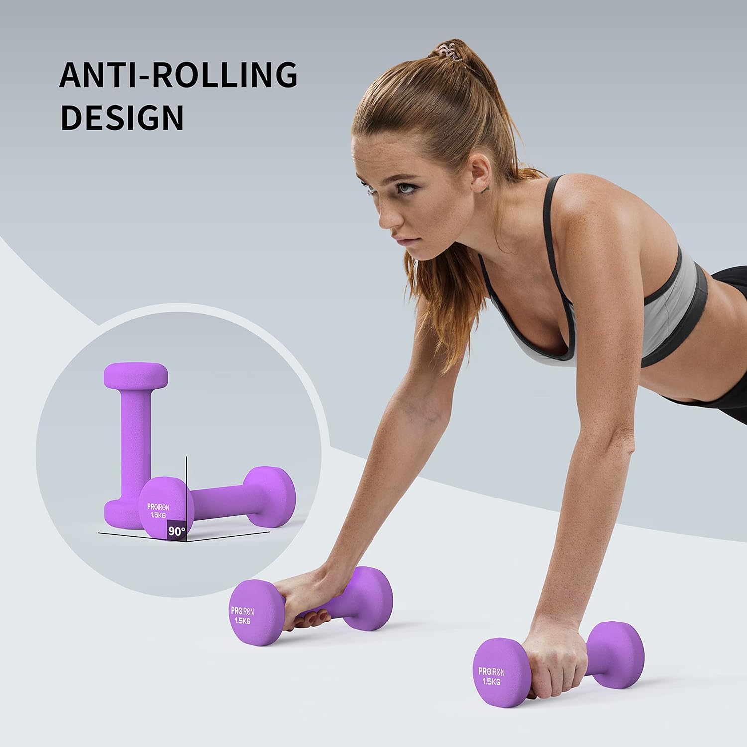 Proiron Neopren-Hantel-Set, kleine Hanteln (2er-Set) für Damen, Gymnastik, Yoga, Pilates und Kinder – Bild 4