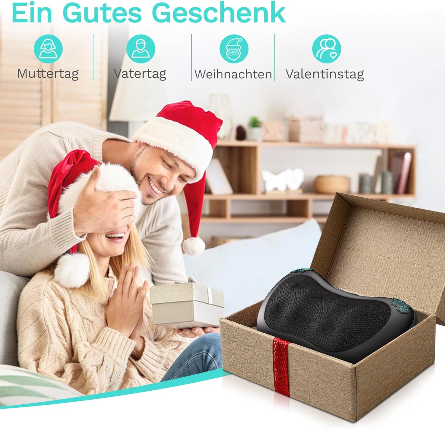 TAKRINK Shiatsu-Massagekissen, Nackenmassagegerät, Rückenmassagegerät mit 8 Knoten und 3 Geschwindigkeiten, tiefes Gewebekneten, leises Massagegerät für Nacken, Schulter, Rücken, mit 1,8 m Autokabel für Männer und Frauen – Bild 7