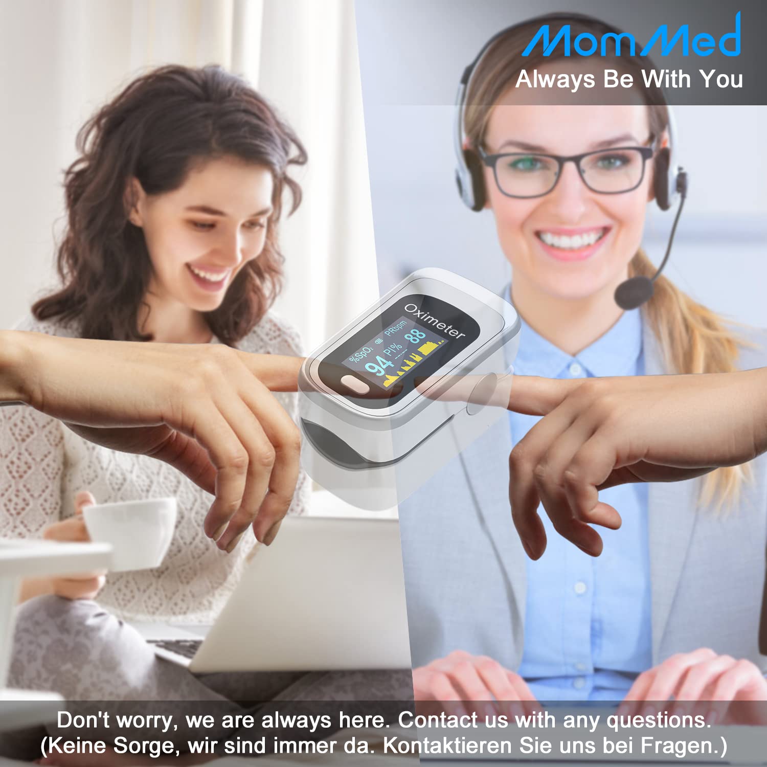 MOMMED Pulsoximeter für Finger, Sauerstoffmessgerät, Fingermessgerät, misst Sauerstoffsättigung und Pulsfrequenz, Oximeter mit OLED-Display und Alarmfunktion, batteriebetrieben – Bild 7