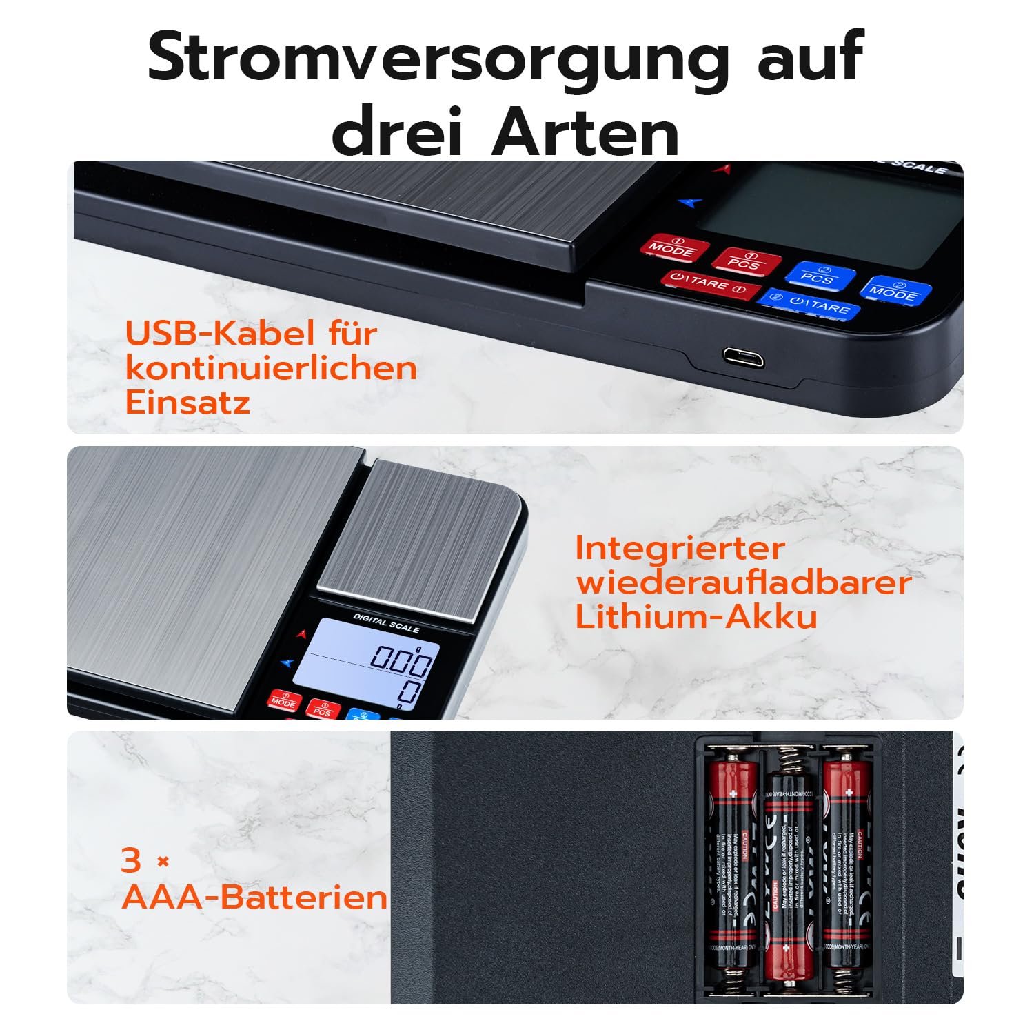 Wigearss Digitale Küchenwaage mit Doppelplattform, 10 kg/1 g und 500 g/0,01 g, Doppelfunktions-Küchenpräzisionswaage mit 7 Einheiten, Zähler, Tara-Funktion – Bild 5