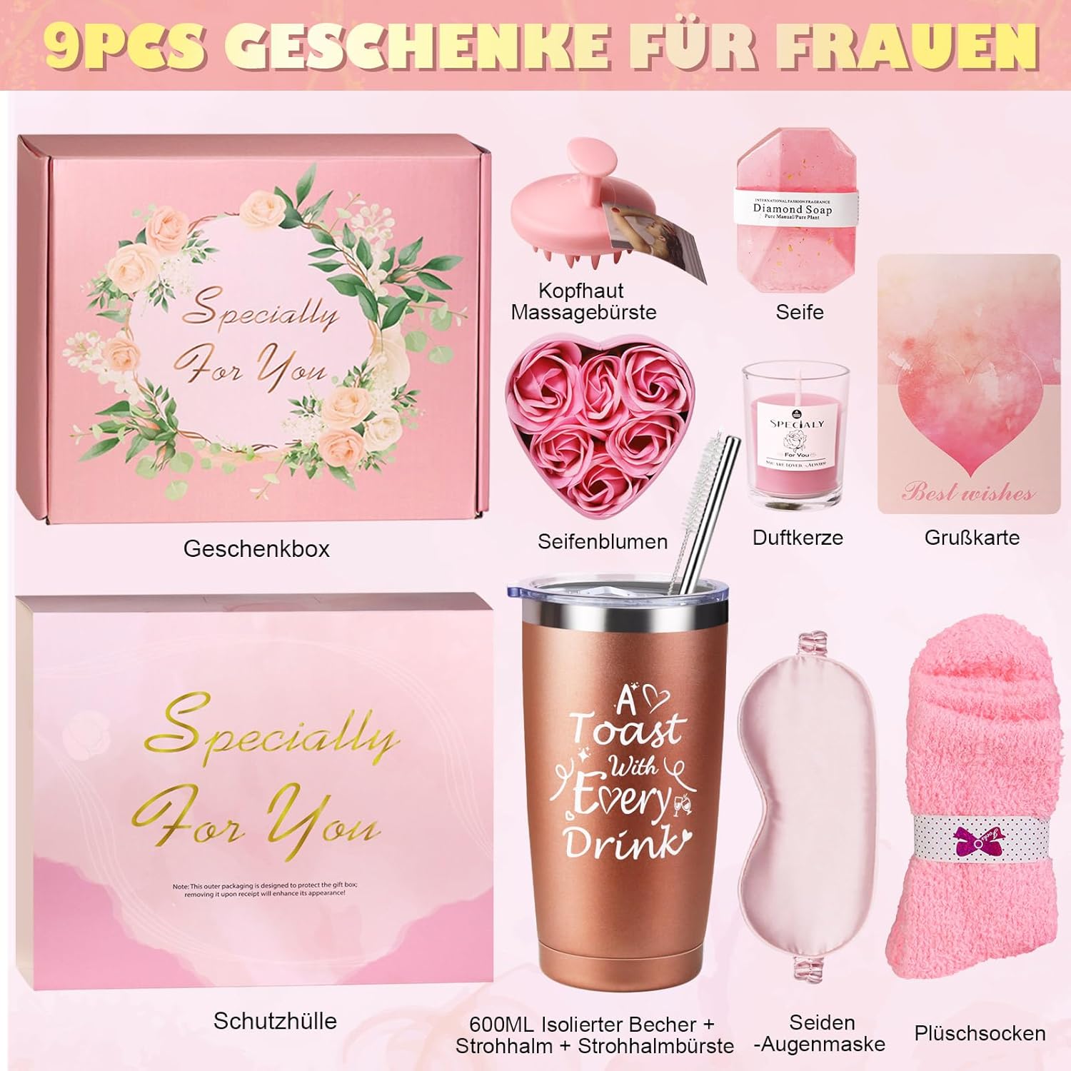 Geschenke für Frauen, Geburtstagsgeschenk für Frauen, Geschenkideen für Schwester, Mutter, Freundin, Geburtstagsgeschenkset, Valentinstag, Muttertag, Weihnachtstag – Bild 2
