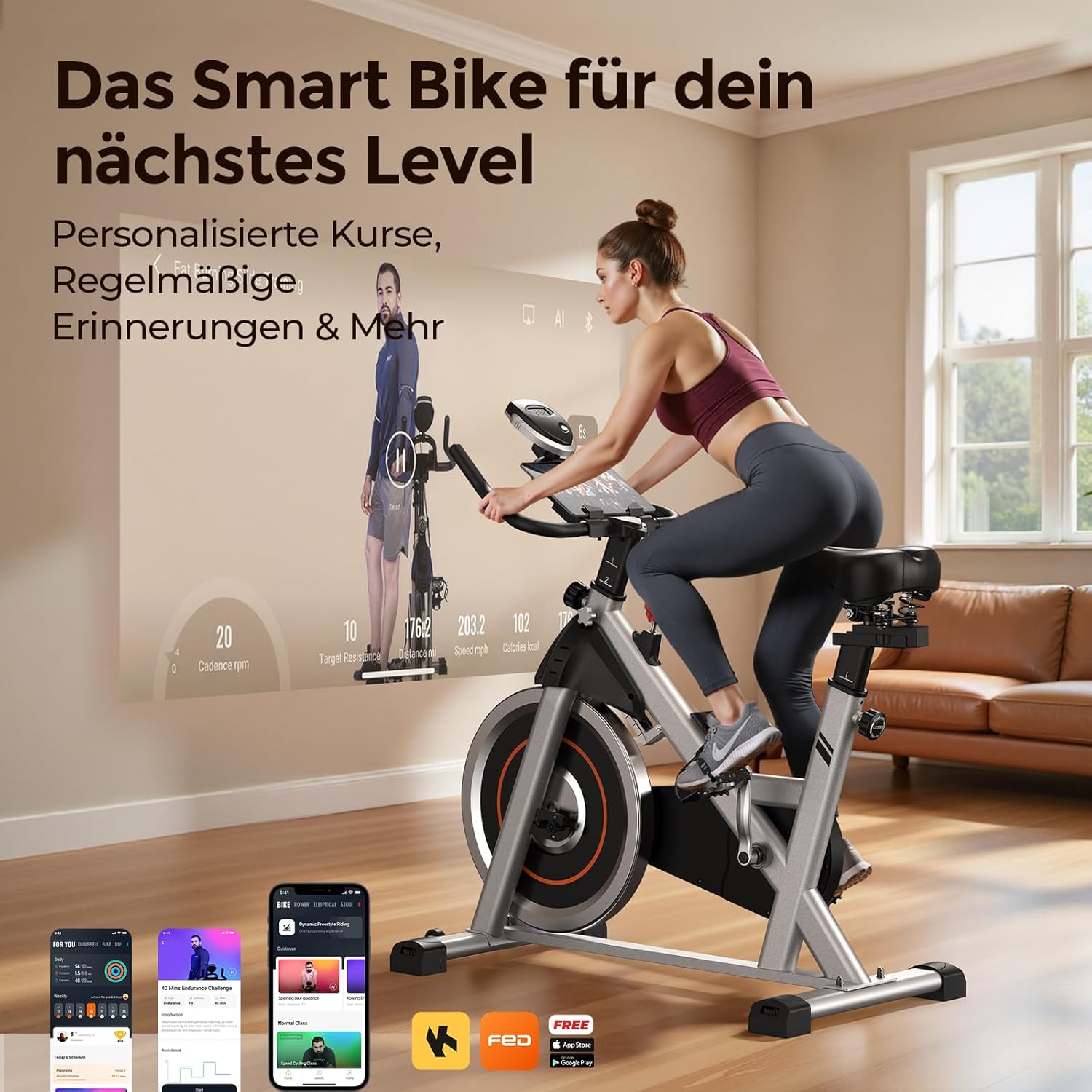 【2026 Aktualisiert】YOSUDA Heimtrainer Fahrrad, Leises Hometrainer Fahrrad mit einstellbarem magnetischem Widerstand, LED-Monitor, Tablet-Halter, Spining Bike Inndoor für Kardiotraining zu Hause – Bild 7