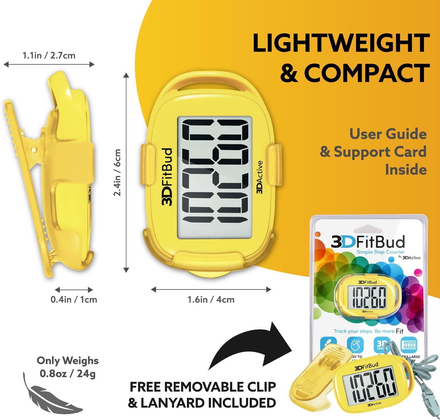 3DFitBud Easy Pedometer Walking 3D-Schrittzähler mit Clip und Trageband A420S – Bild 6