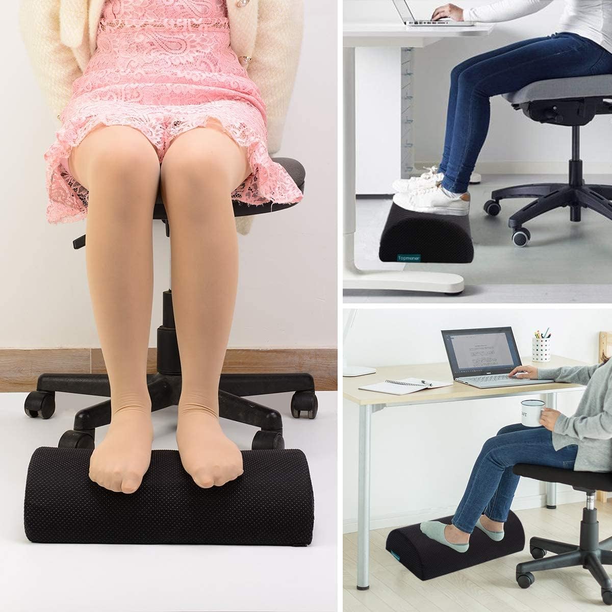 Fußstütze unter dem Schreibtisch, ergonomisches Fußstützenkissen mit Schwamm, hohe Dichte, verbesserte Körperhaltung und Stressabbau im Büro und Zuhause – Bild 7