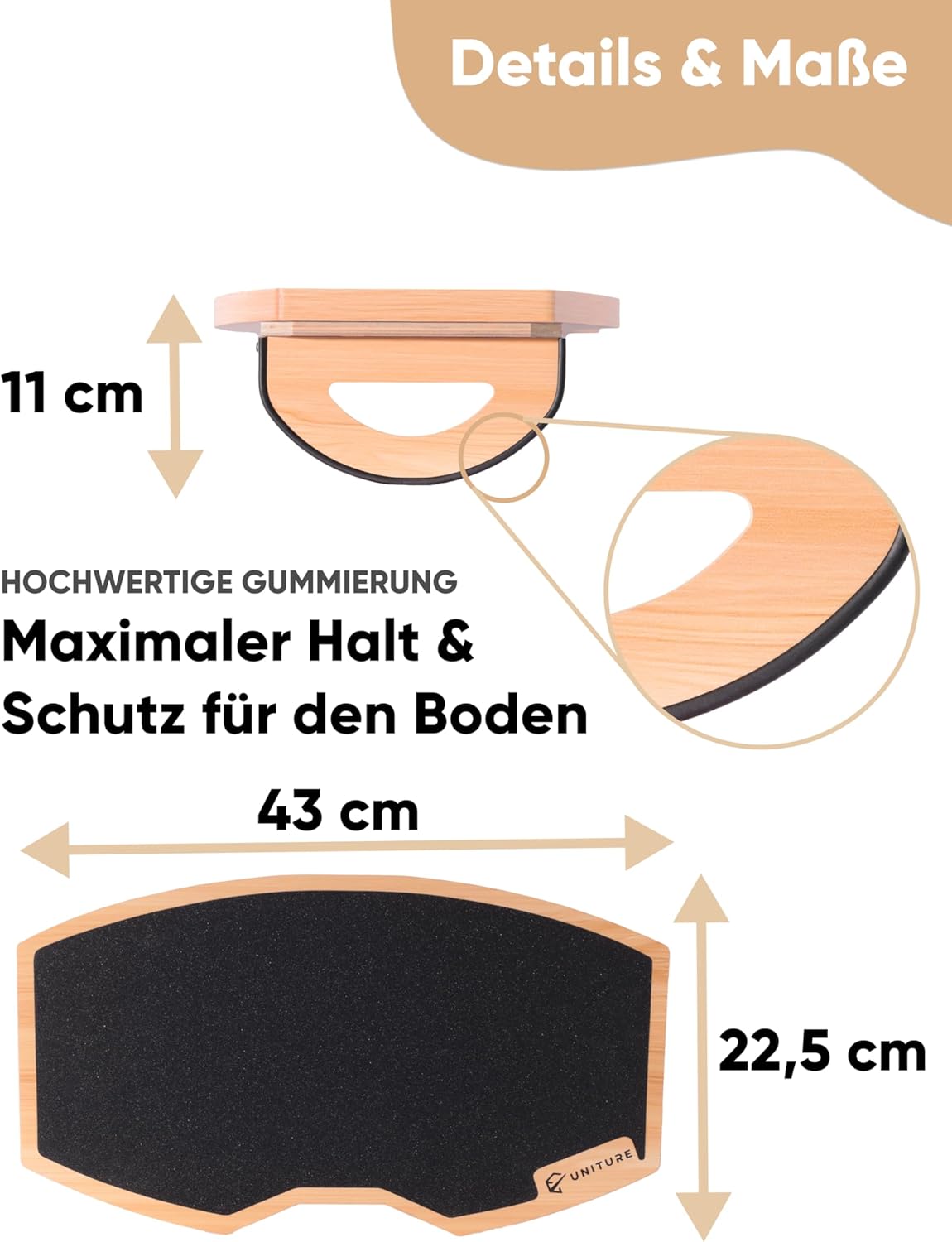 UNITURE Ergonomischer Fußstützen-Schreibtisch aus Holz (für eine bessere Sitzhaltung). Fußhocker, Fußstützen-Schreibtisch, Fußstütze, Fußstütze unter dem Schreibtisch, Fußstütze – Bild 4