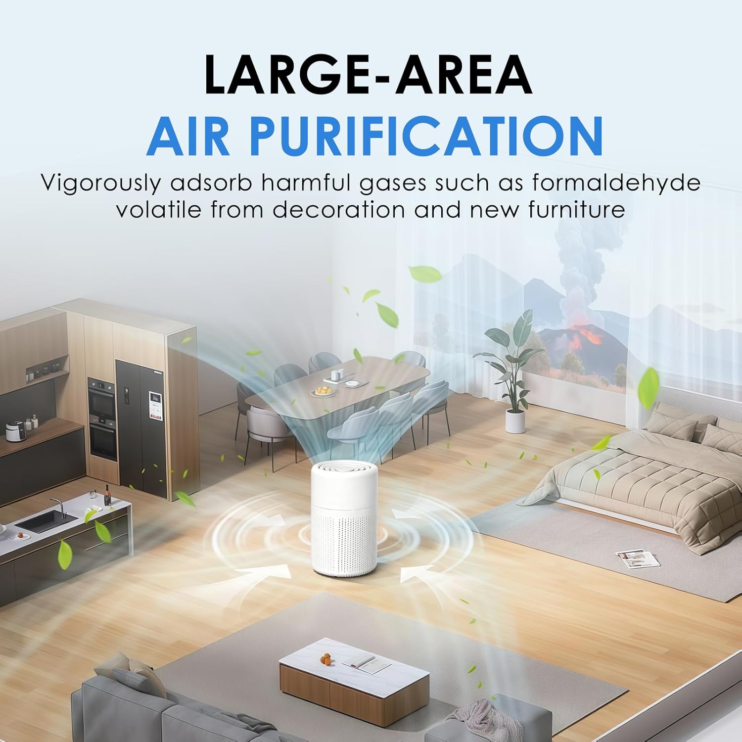 Luftreiniger mit Aktivkohlefilter & H13 HEPA Filter,37dB Ultra Leise Luftreiniger gegen Rauch & Haushaltsgerüche,Staub,Pollen und Tierhaare,Tragbar mit Aromatherapie,für Büro Schlafzimmer bis 20m² – Bild 4